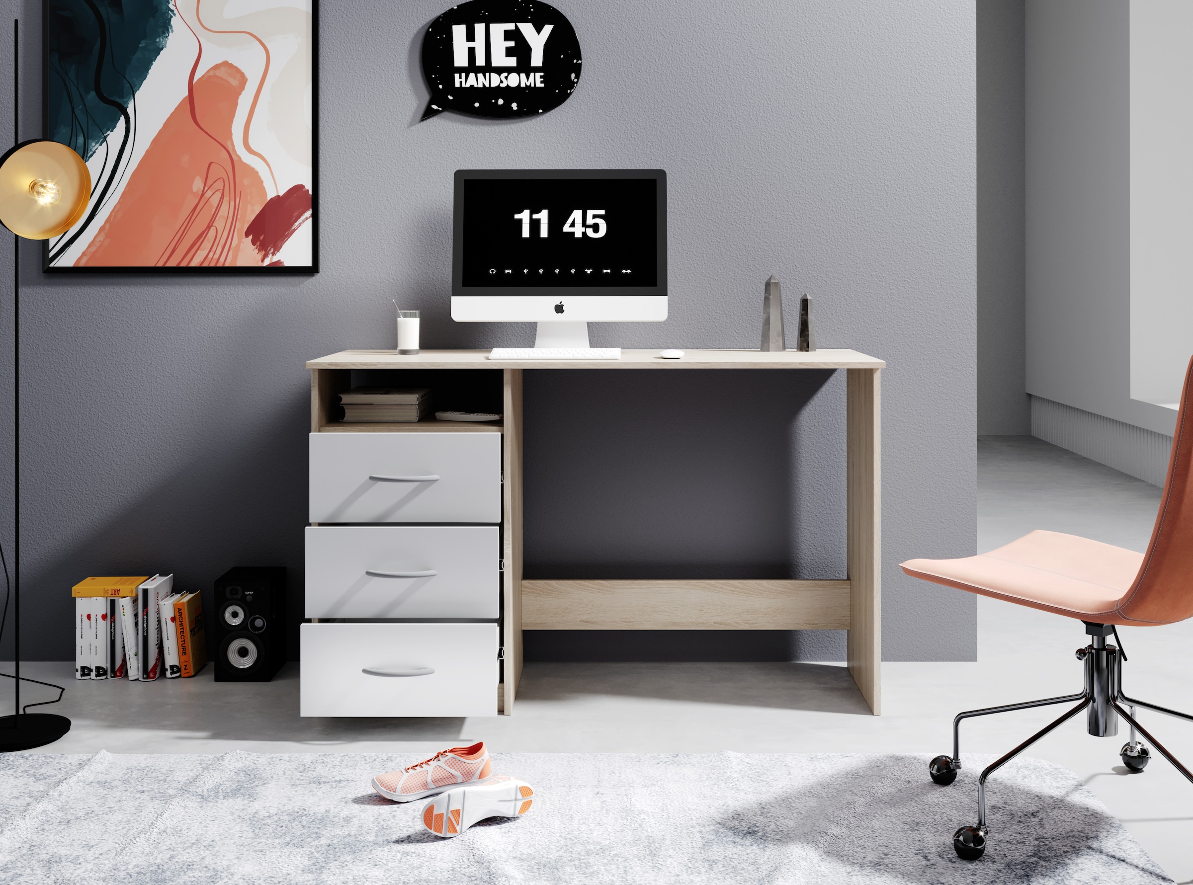 BEGA OFFICE Schreibtisch »Adria, Computertisch,« Schubkästen rechts oder links montierbar, Breite 123 cm