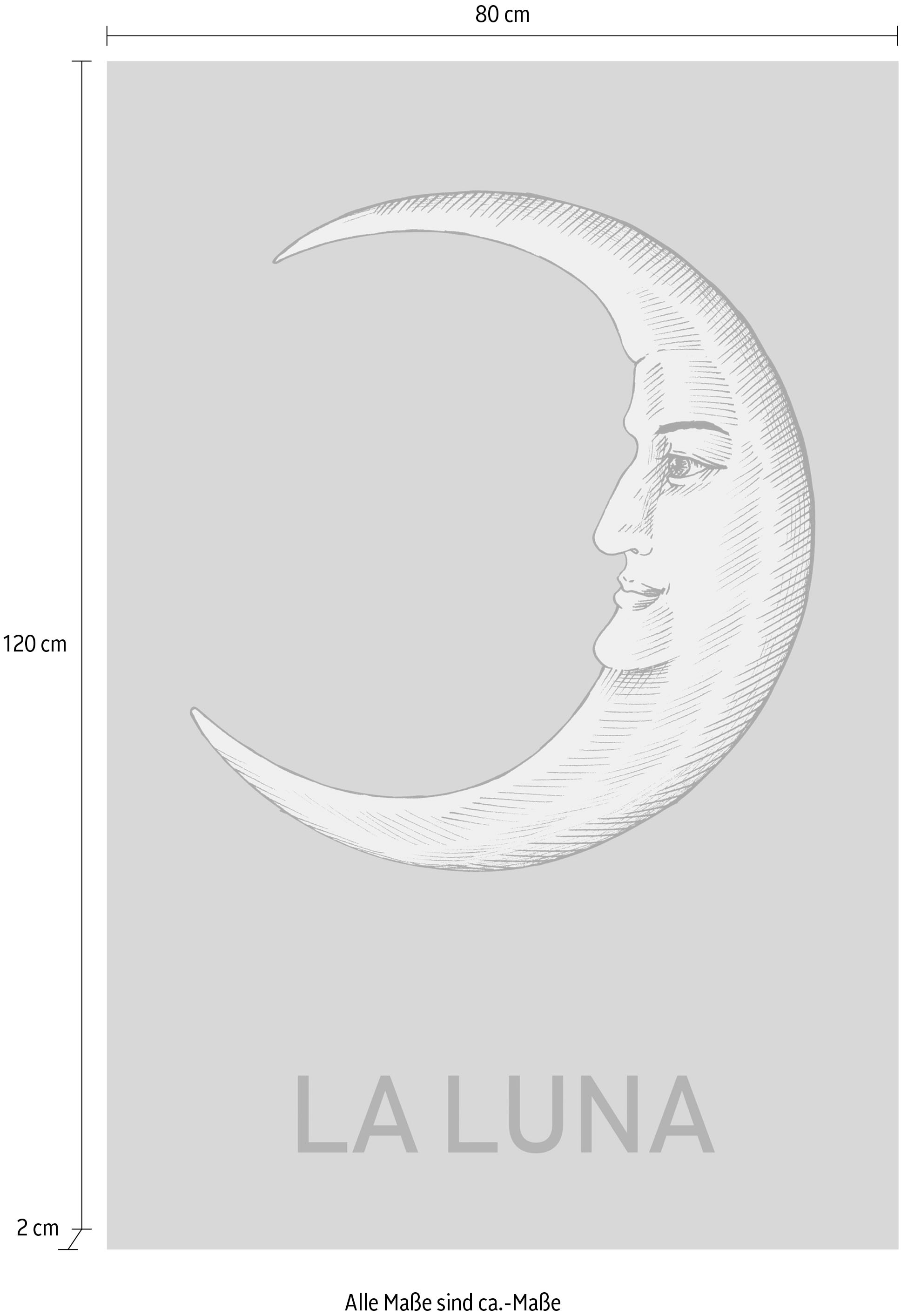 queence Leinwandbild »Der Mond«, Kunst-Modern-Schriftzug, Premium-Leinwandstoff, Handarbeit aus Deutschland