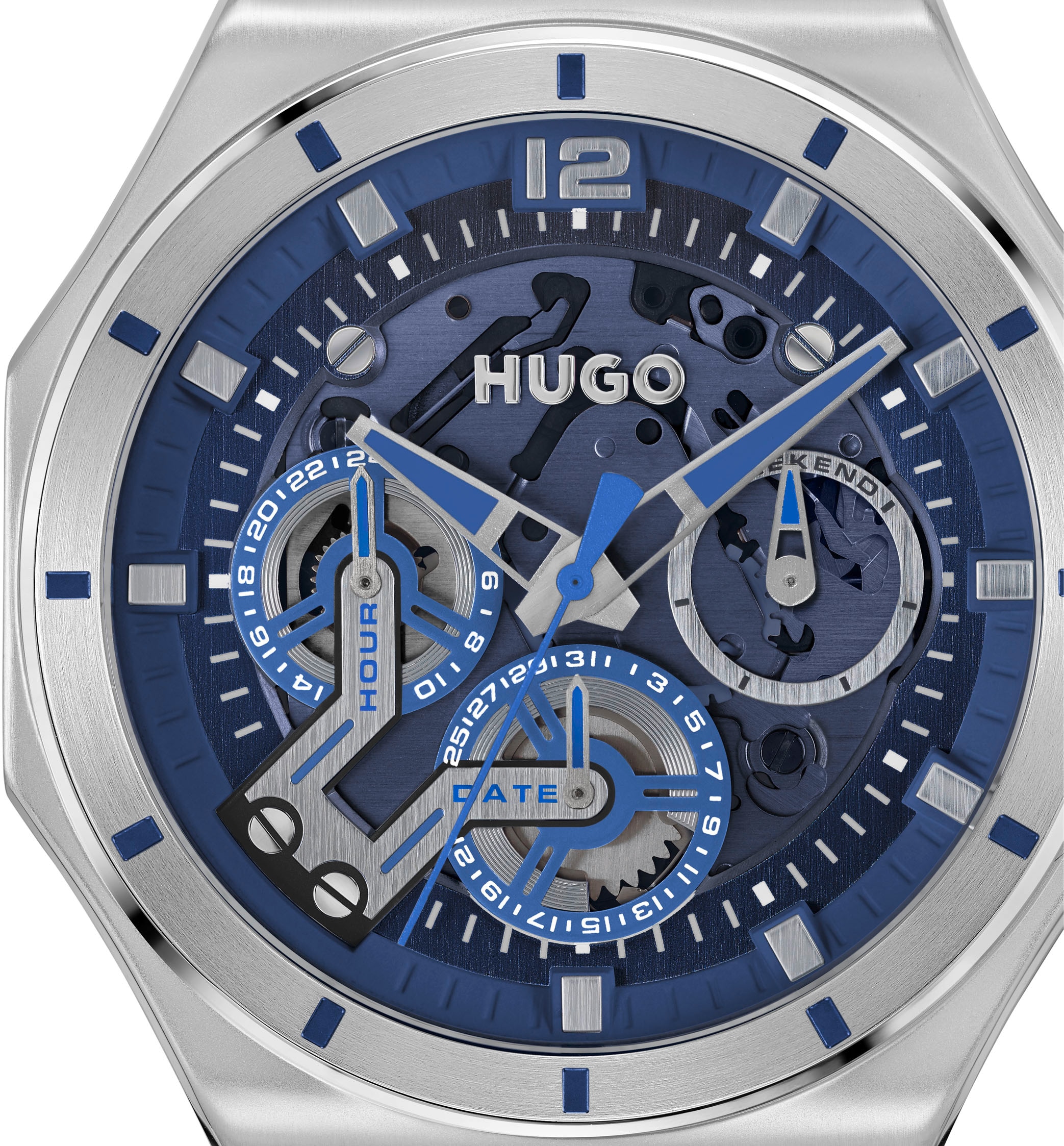 HUGO Multifunktionsuhr »#GRAIL SKELETON«, Armbanduhr, Quarzuhr, Herrenuhr, Datum, Silikonarmband