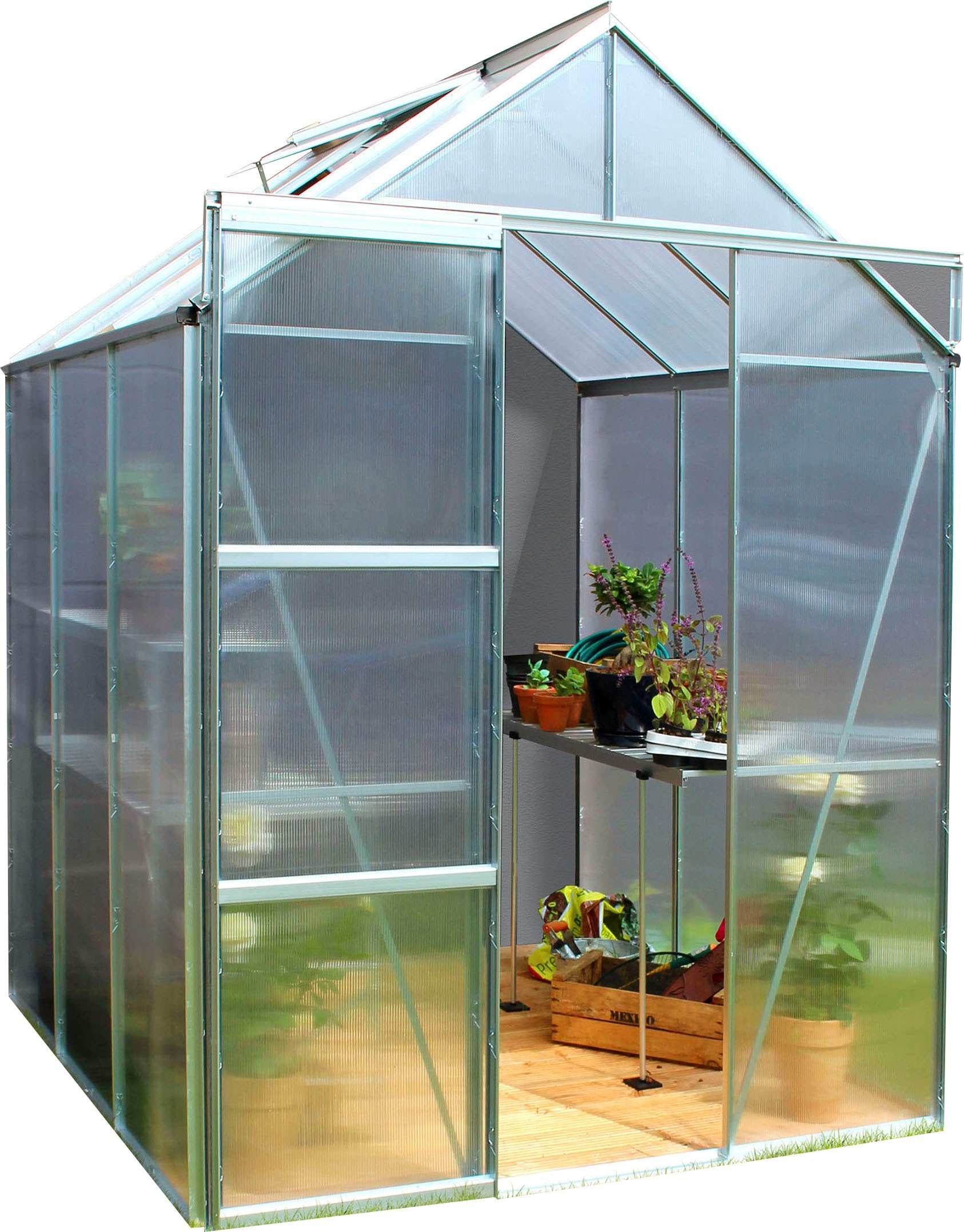 Vitavia Anlehngewächshaus »Flora 3800«, AluProfile, 4 mm
