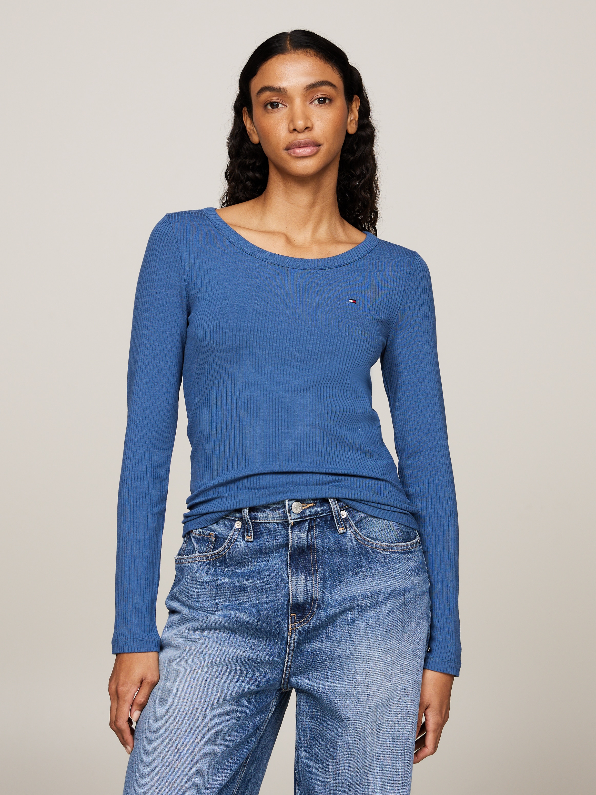 Tommy Hilfiger Langarmshirt »SLIM 5X2 RIB O-NK LS«, mit Struktur