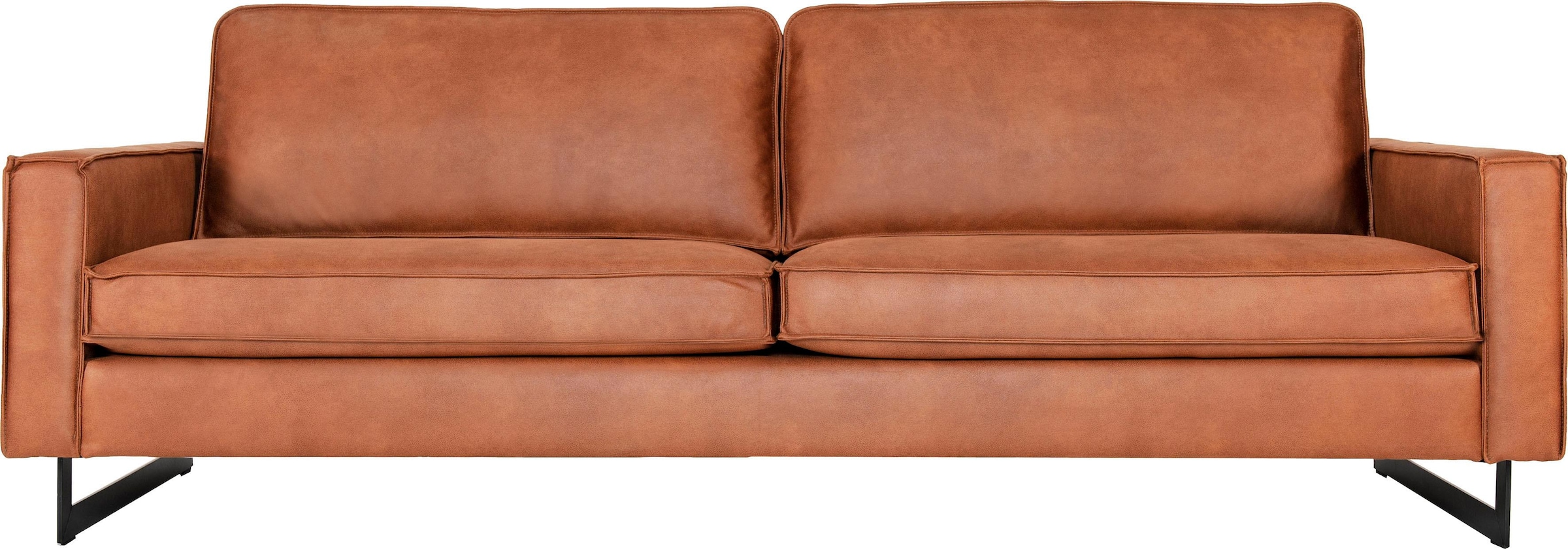 Places of Style 3-Sitzer »Maxi-Ausführung Pinto, 236 cm, Cord, Chenille, Lederoptik«, mit Keder, schwarze Metallfüße, Wellenunterfederung