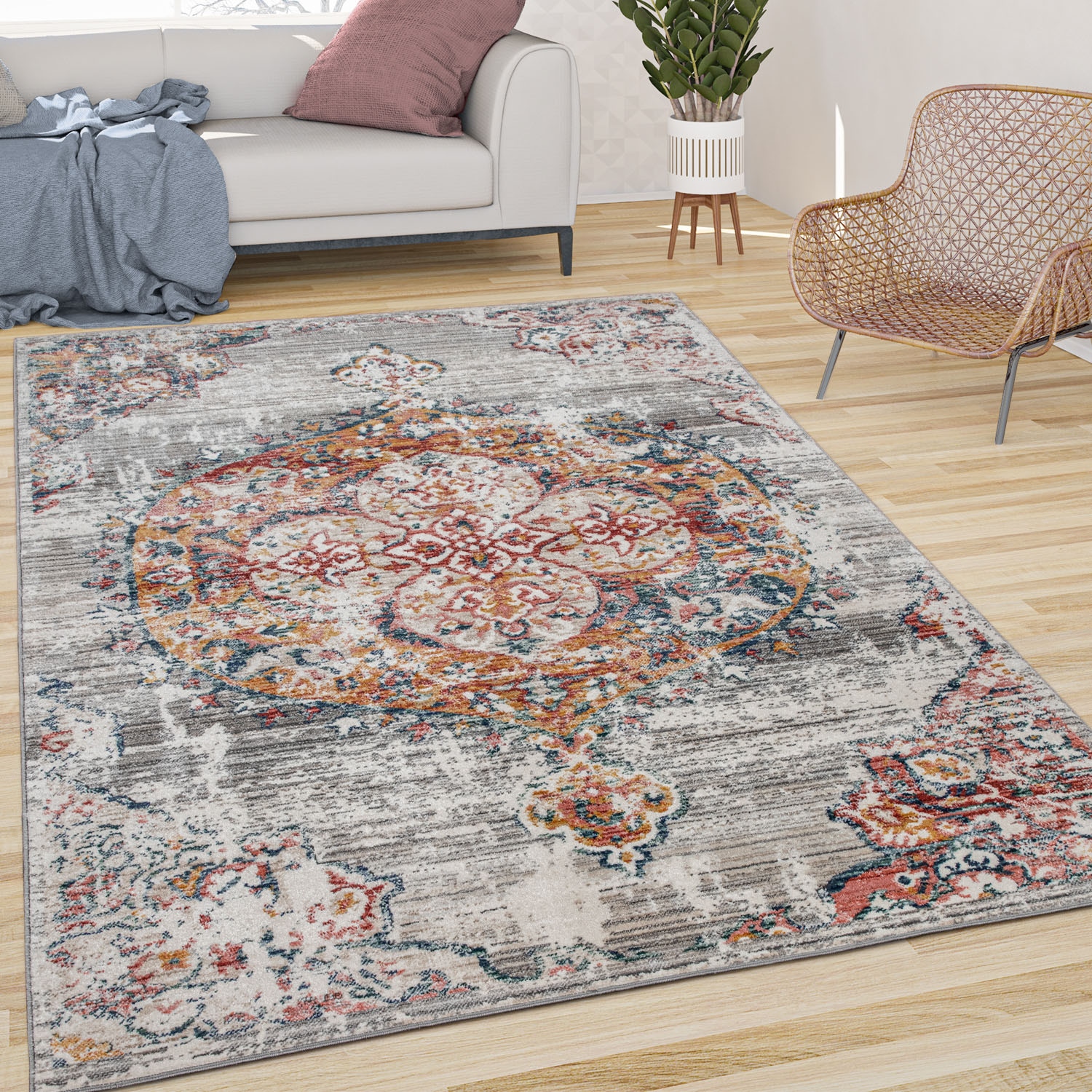 Paco Home Teppich »Herbete 733« rechteckig 8 mm Höhe Kurzflor, Orient-Optik, Vintage Design