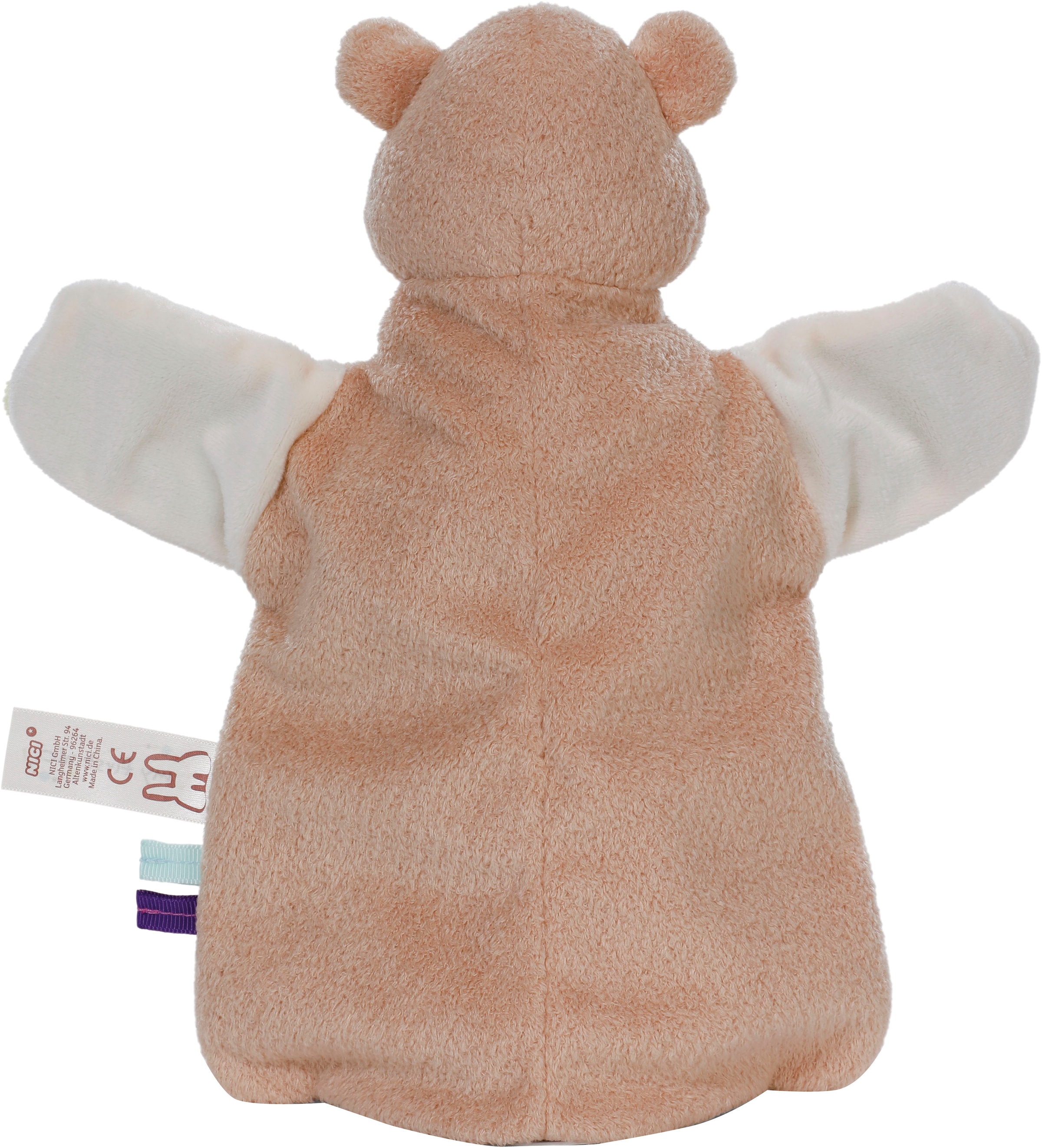 Nici Schmusetuch »My first NICI, Handpuppe Bär 2in1 26x25 cm«, sanfte Materialmix aus glattem und geripptem Plüsch