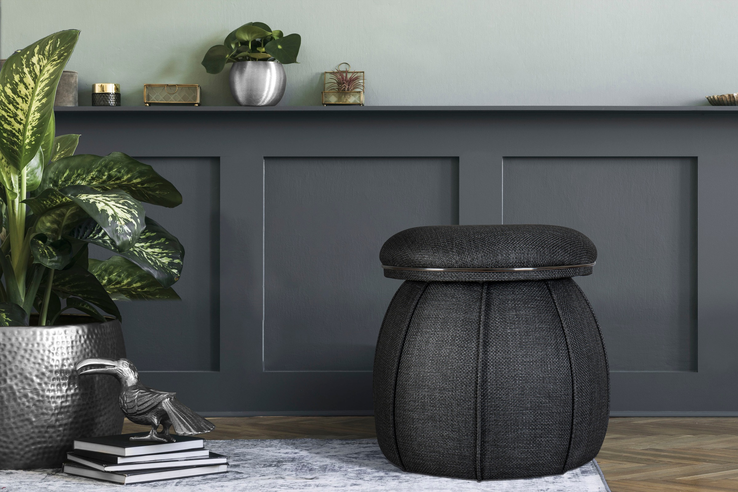 Kayoom Sitzhocker »Hocker Corin in schwarz, Größe B/H/T: 51,5 cm x 51,5 cm x 51,5 cm