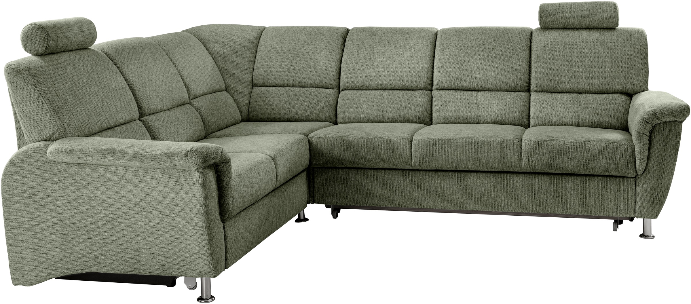 Home affaire Ecksofa »Pisa L-Form, mit Schlaffunktion, Stauraum, 2x höhenverstellbare«, Kopfstützen und Relaxfunktion im Eckelement