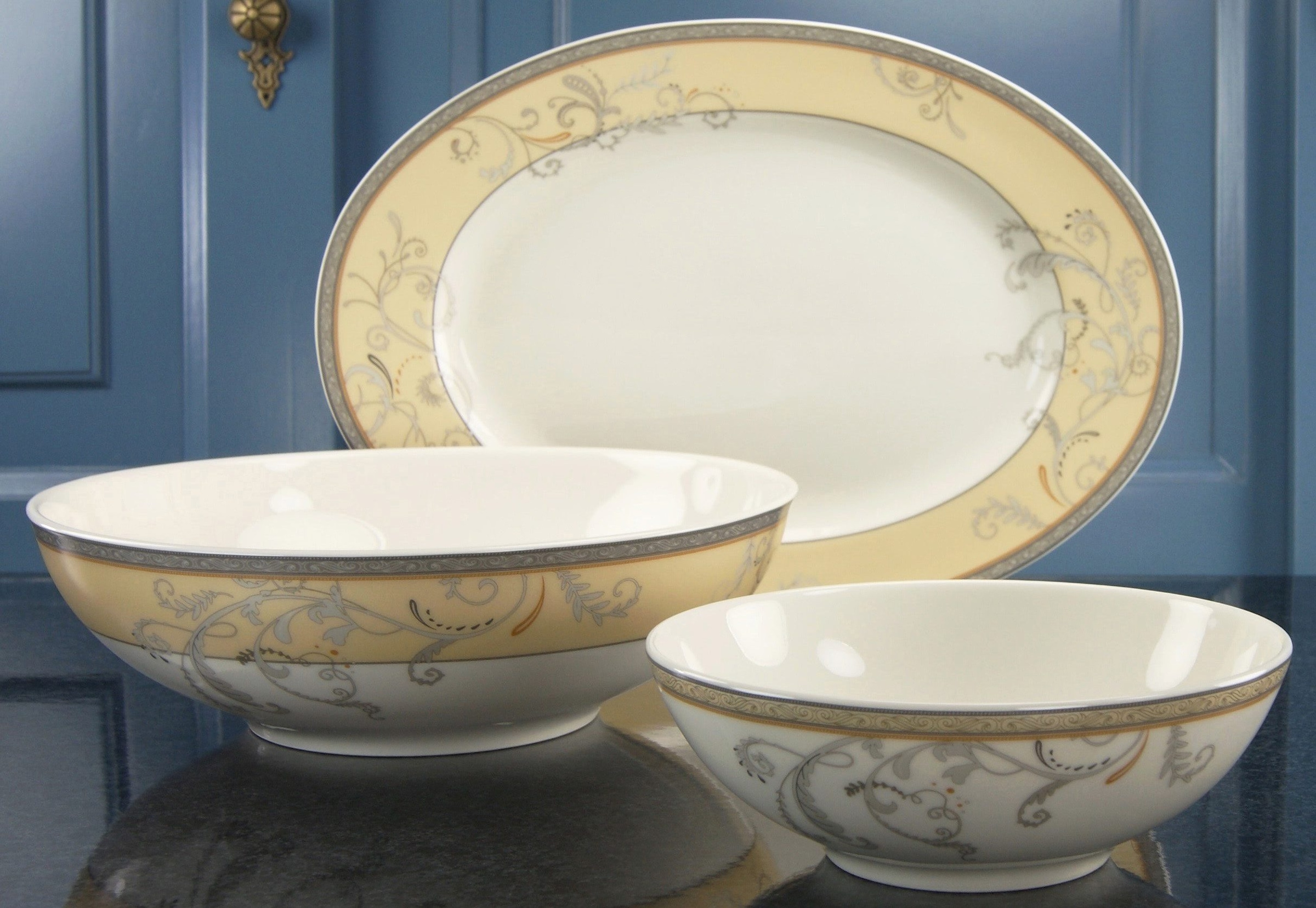 (Set, OTTO Schüsseln), oval, bei CreaTable online Premium-Porzellan Servier-Set »Villa 2 Platte Medici«, 1