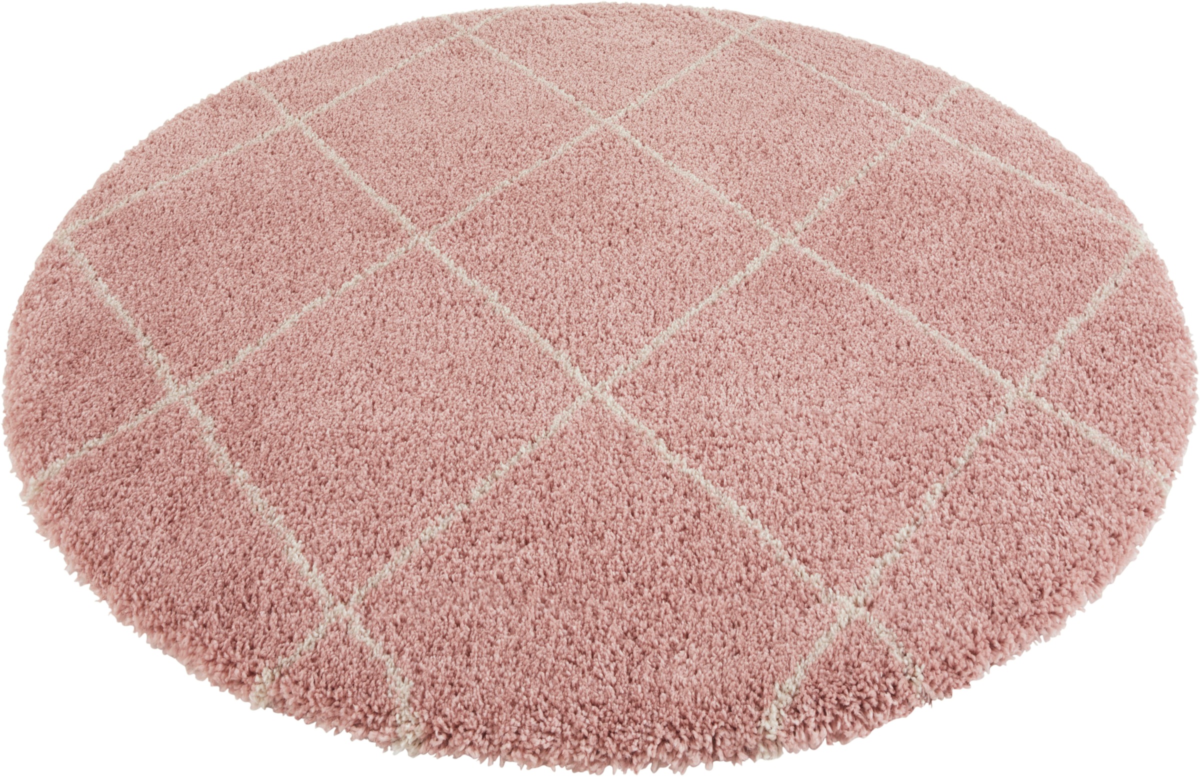 Leonique Hochflor-Teppich »Belle«, rund, 35 mm Höhe, Rauten-Design, weiche Haptik