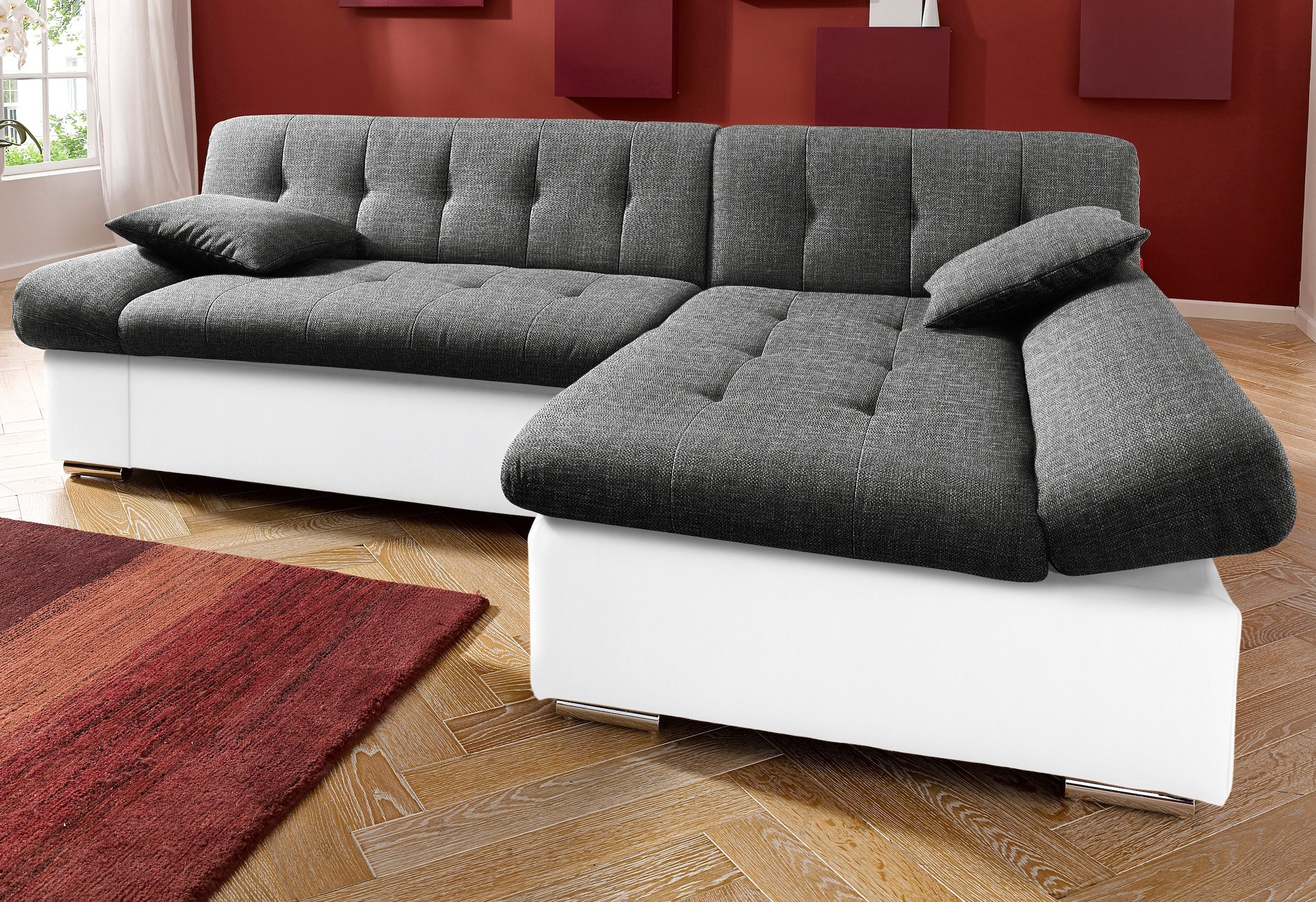 TRENDMANUFAKTUR Ecksofa »Reggae, modern und bequem, aktueller Materialmix, L-Form«, inkl. verstellbare Armlehne, wahlweise mit Bettfunktion