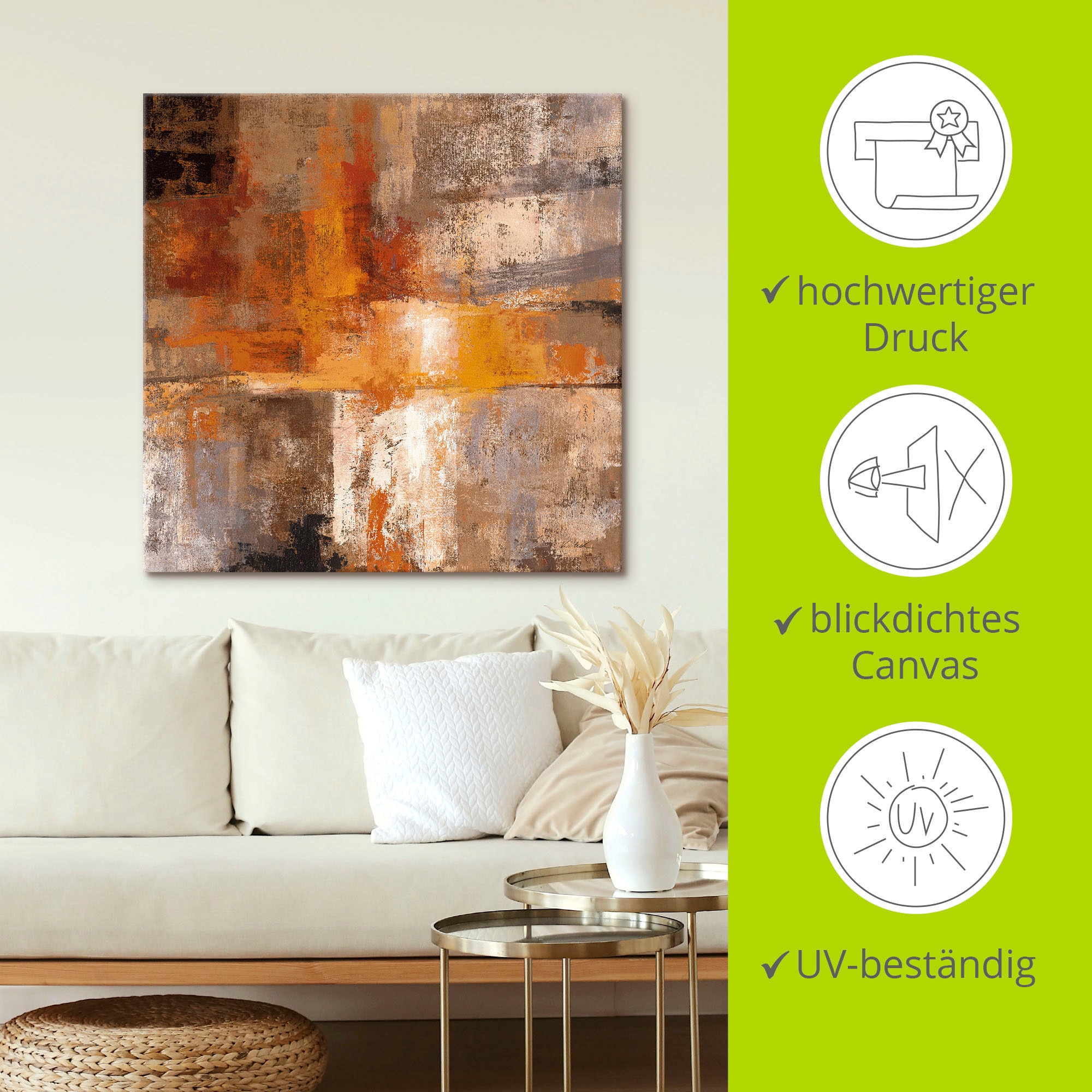 Artland Wandbild »Silber und Bernstein Ernte«, Gegenstandslos, (1 St.), als Leinwandbild, Poster in verschied. Größen