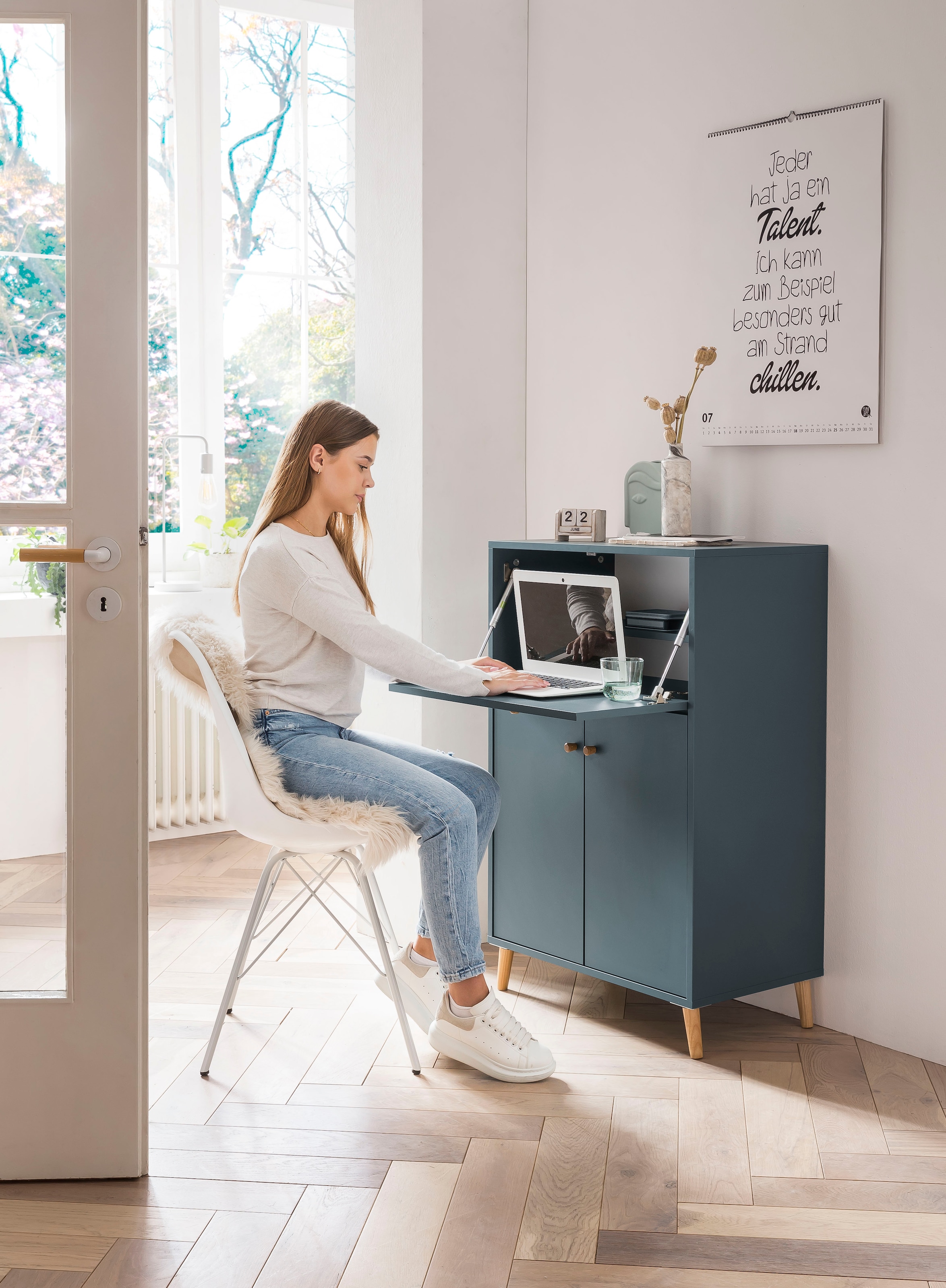 Schildmeyer Schreibtisch »Serie 500«, Breite 65,2 cm, Sekretär Aktenschrank mit ausklappbarer Schreibplatte