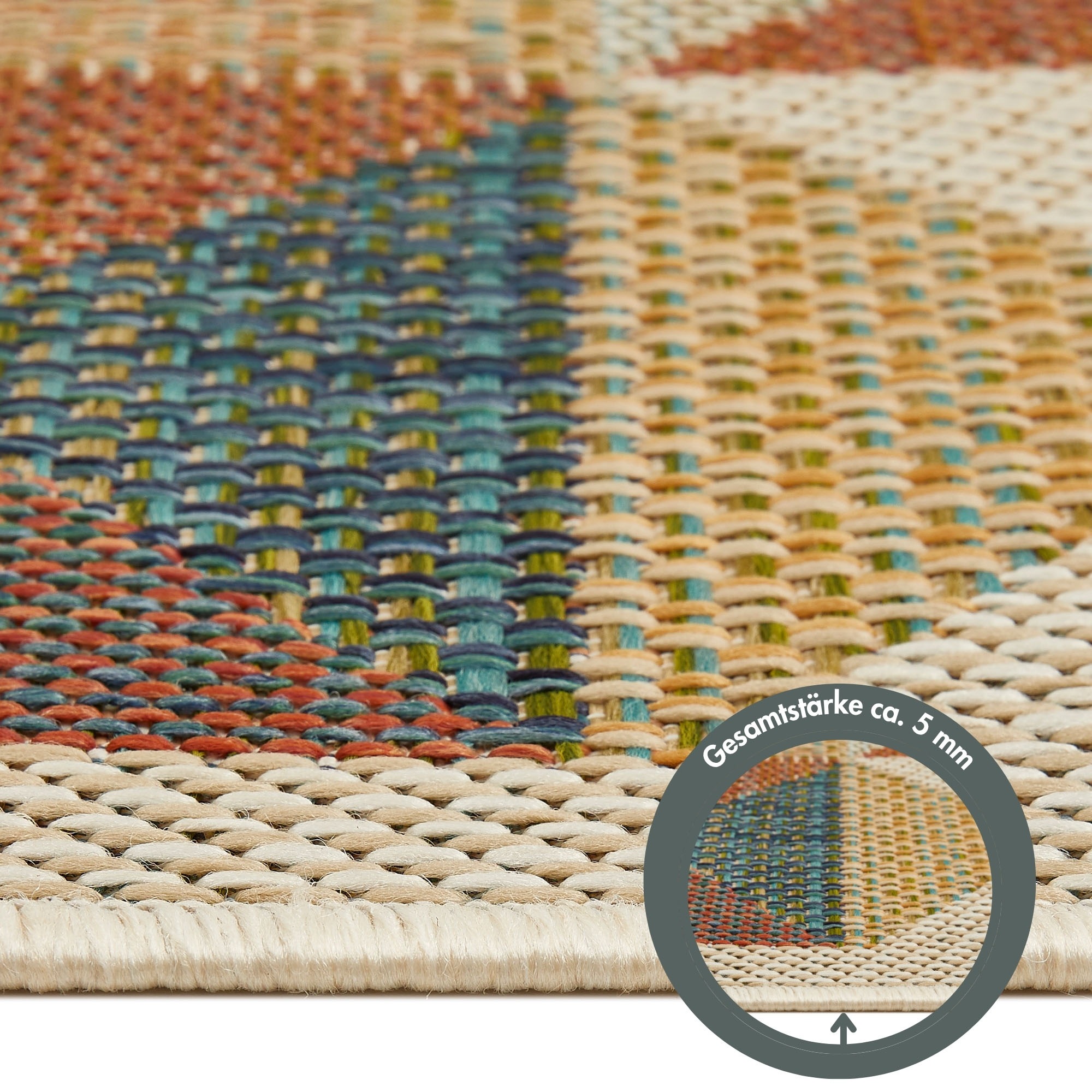 Andiamo Teppich »Sedona Dreieck« rechteckig 6 mm Höhe Flachgewebe, modernes Design, In- und Outdoor geeignet