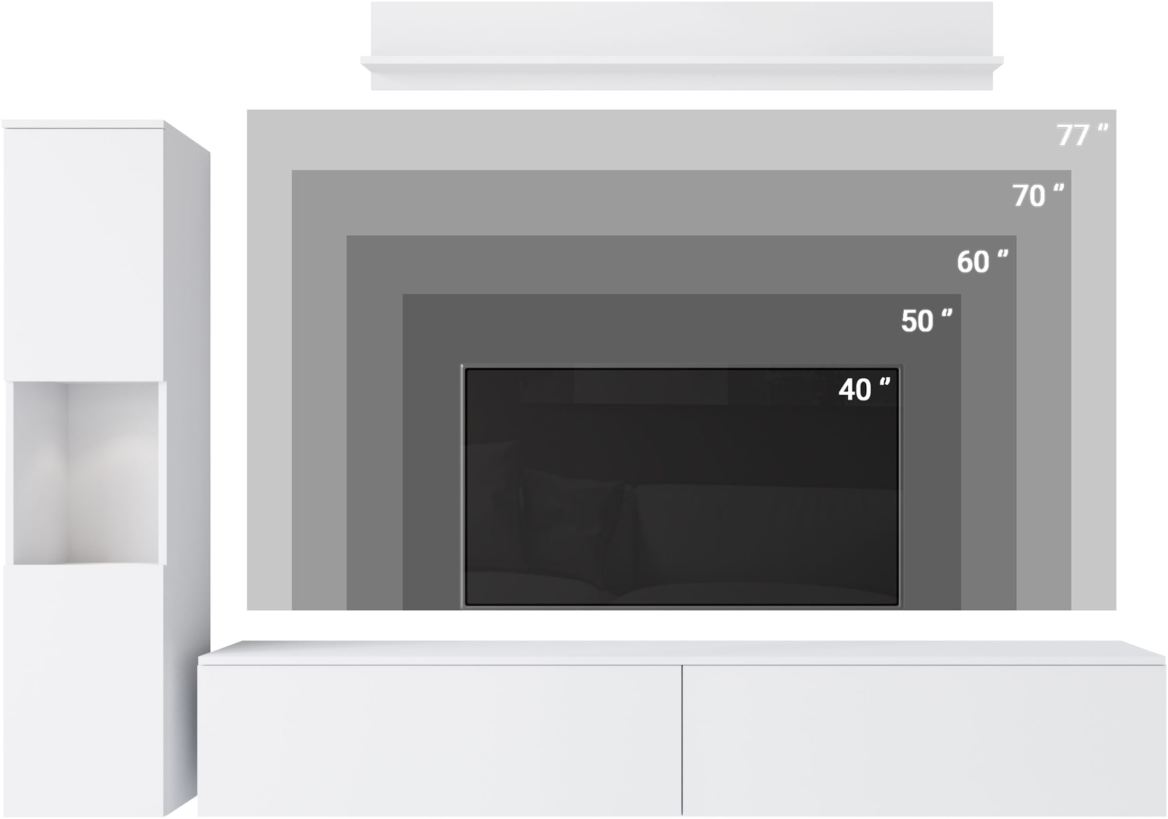 INOSIGN Wohnwand »PARIS, Vitrine Türanschlag links/rechts wechselbar« Komplett-Set, 3 Stk. tlg.