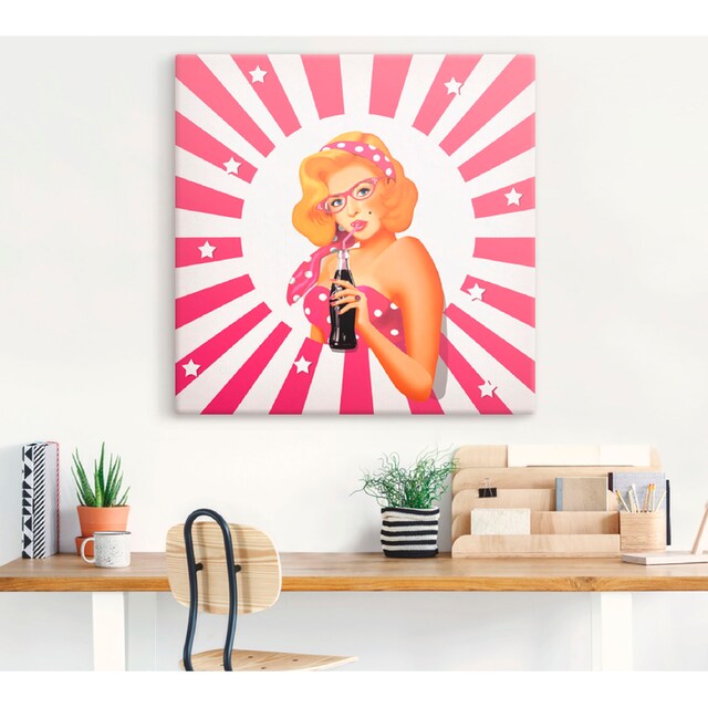 Artland Wandbild »Rockabilly Pin-up-Girl auf Streifen«, Frau, (1 St.), als  Alubild, Leinwandbild, Wandaufkleber oder Poster in versch. Größen online  bei OTTO