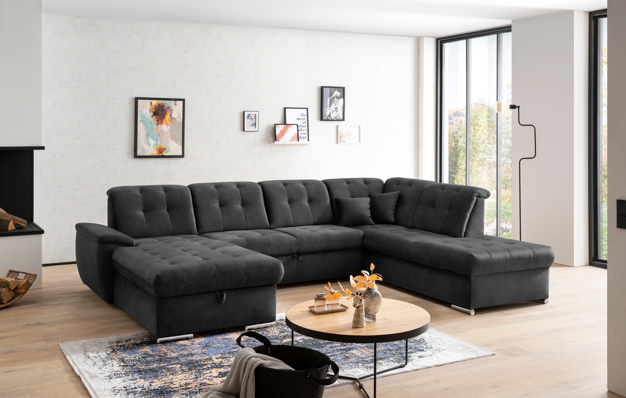 exxpo - sofa fashion Wohnlandschaft »Durango, aufwendige Sitz- und Rückenverarbeitung, bequem, U-Form« inkl. Kopfteilverstellung, wahlweise mit Bettfunktion und Bettkasten
