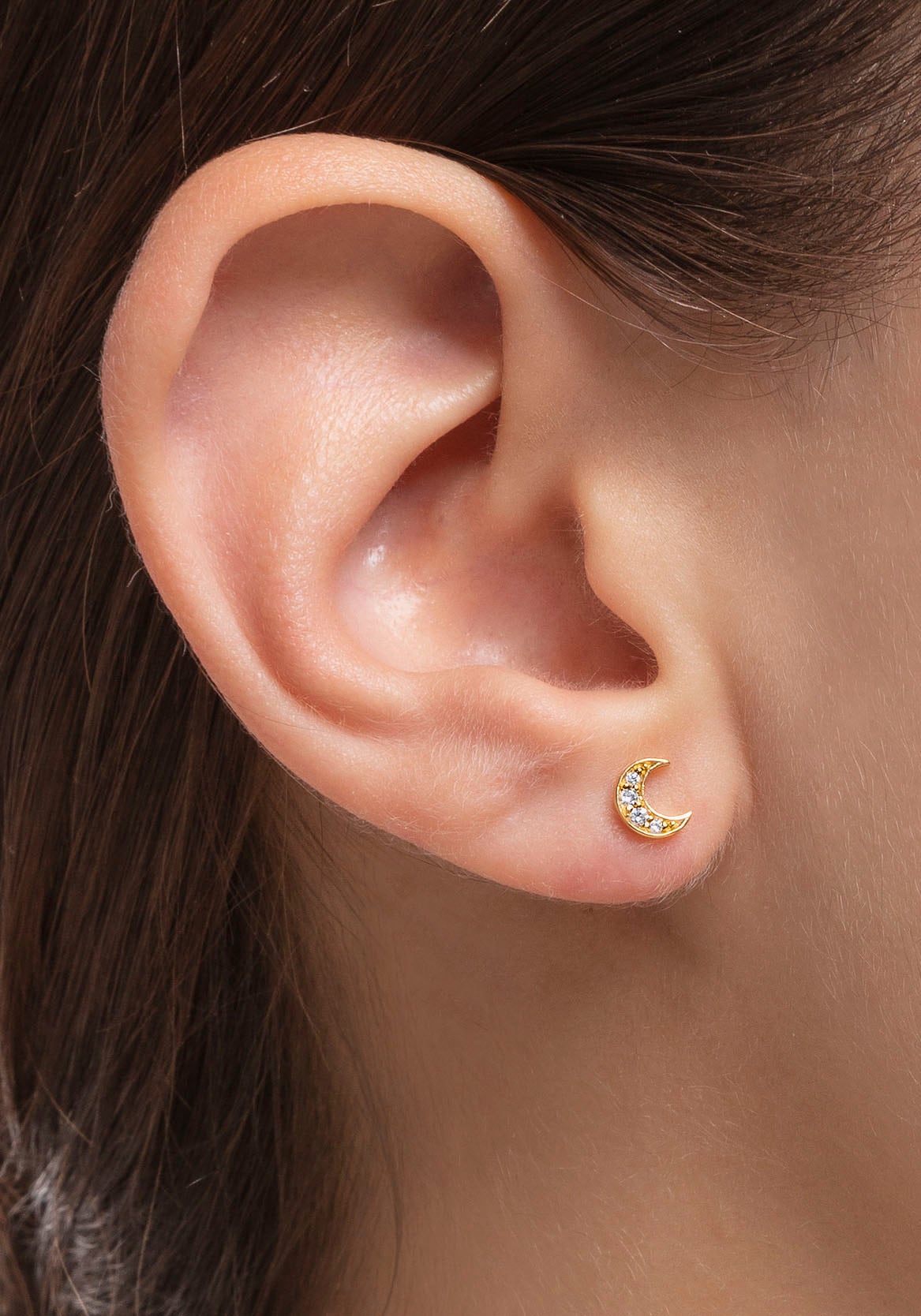 THOMAS SABO Single-Ohrstecker »Mond pavé gold, Mond pavé silber, H2133-051-14, H2133-414-14«, mit Zirkonia (synth.)