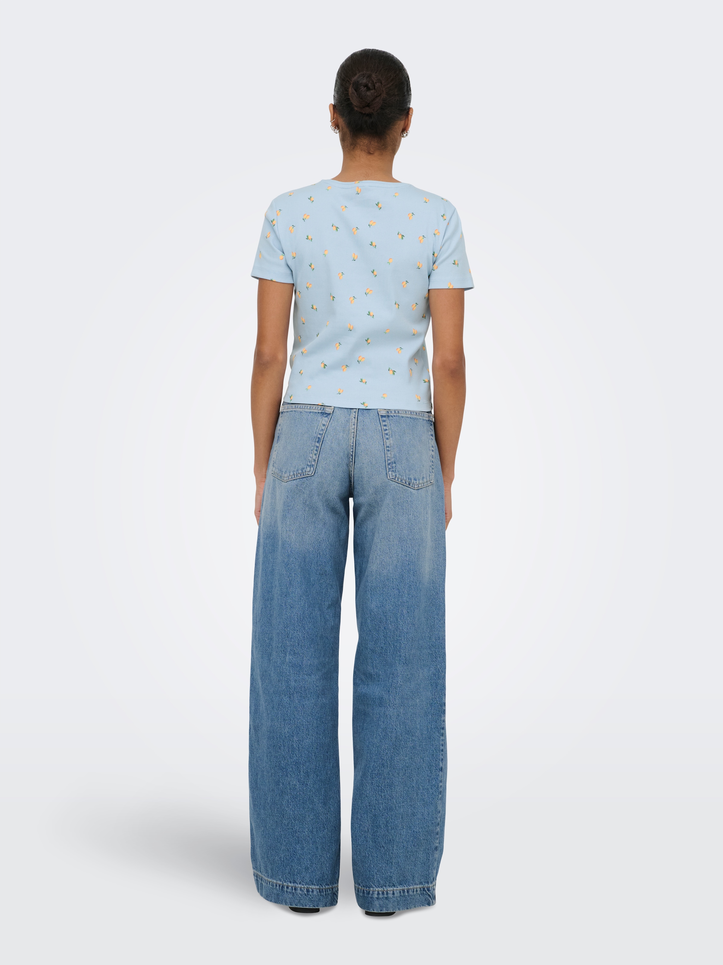 ONLY Kurzarmshirt »ONLFENJA LIFE SS AOP TOP JRS NOOS« Baumwollmischung, Cropped Fit, Rundhals