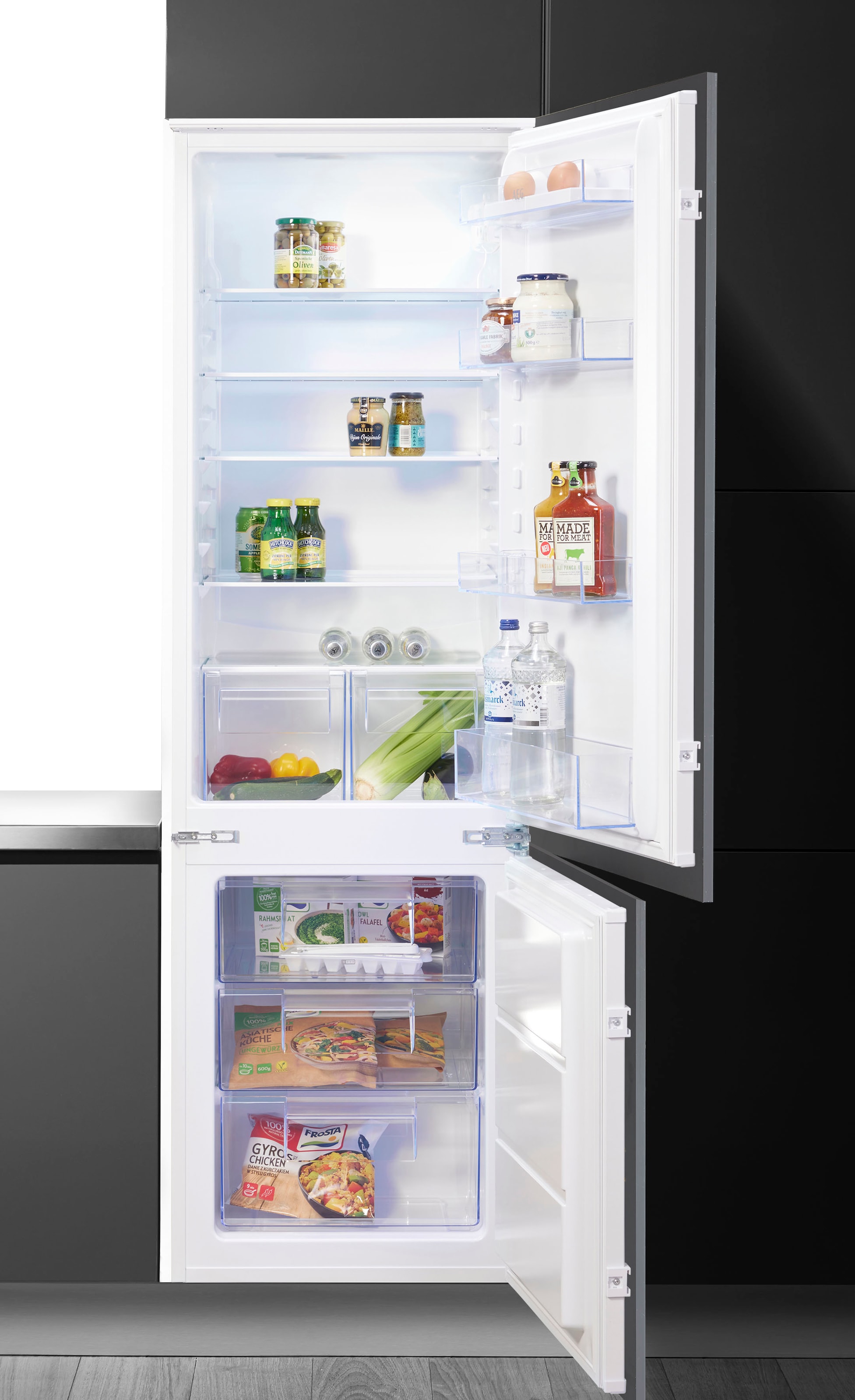 AEG Einbaukühlgefrierkombination Serie 5000 »OSC5S183ES«, 198 Liter, ColdSense - Schützt Lebensmittel, LED-Display, Schlepptür