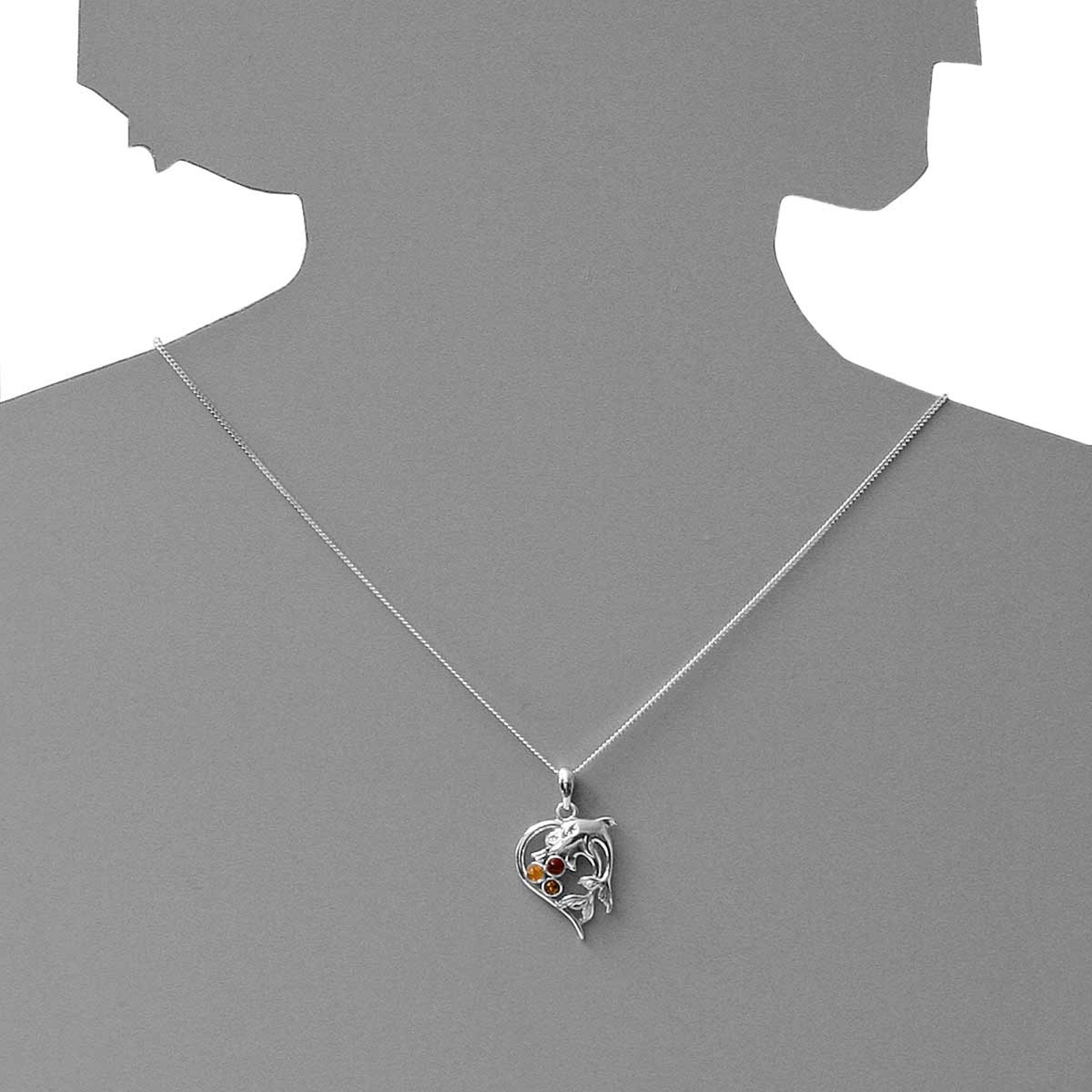 OSTSEE-SCHMUCK Kette mit Anhänger »- Delphinpaar - Silber 925/000 - Bernstein«