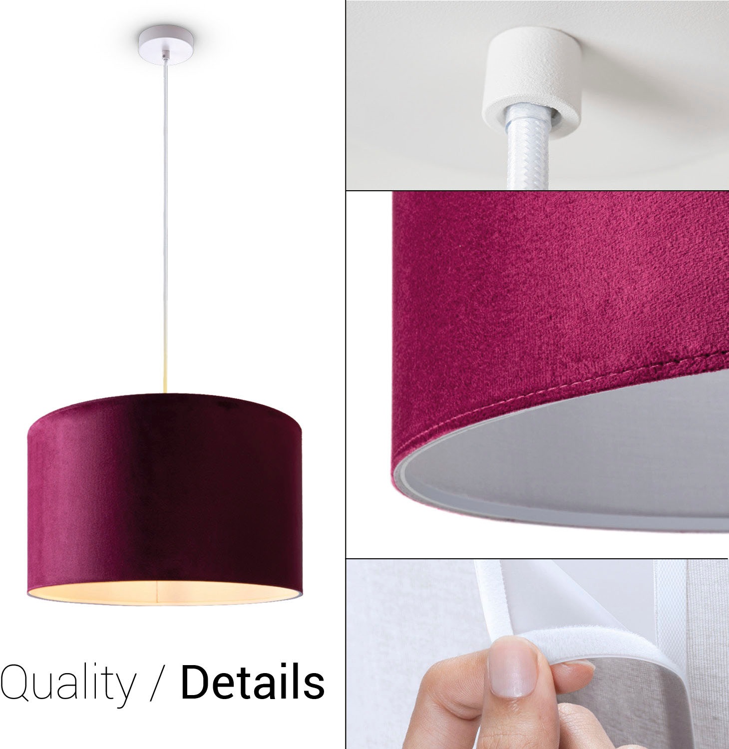 Paco Home Pendelleuchte »Hugo uni Color«, Leuchtmittel E27 | ohne Leuchtmittel, Wohnzimmer Lampenschirm aus Velour Unifarben Deko E27 Kabel 1,5m