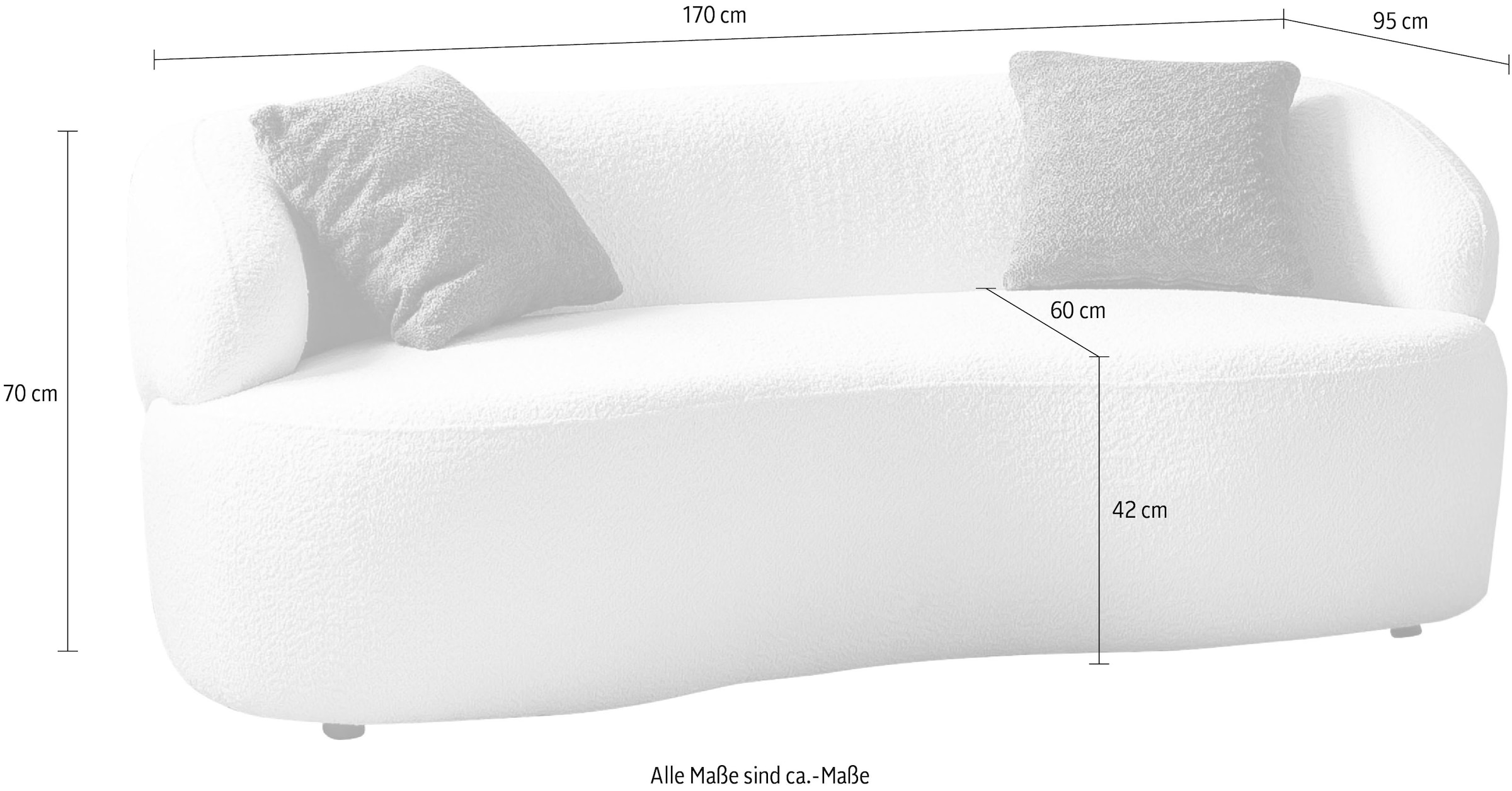 SalesFever 2-Sitzer, organisch geformt, Breite 170 cm