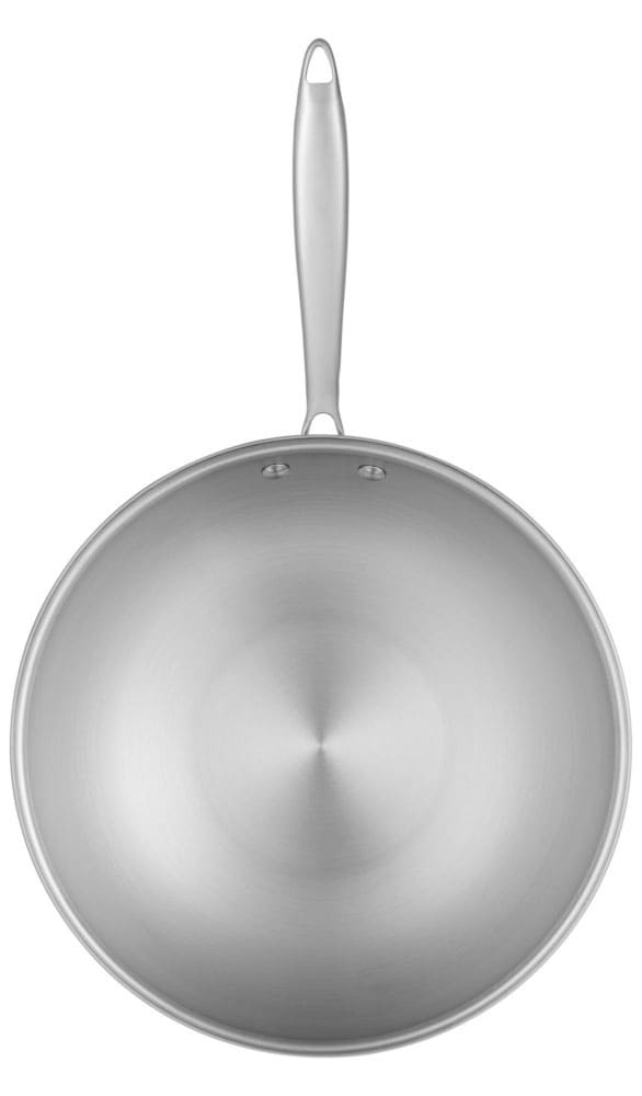 RESTO Kitchenware Wok »Crater tiefe Pfanne aus Tri-Ply (Edelstahl + Aluminium + Edelstahl)«, Edelstahl 18/10, (1 tlg.), Energieeinsparung 25% durch die dreilagige Basis, ofenfest