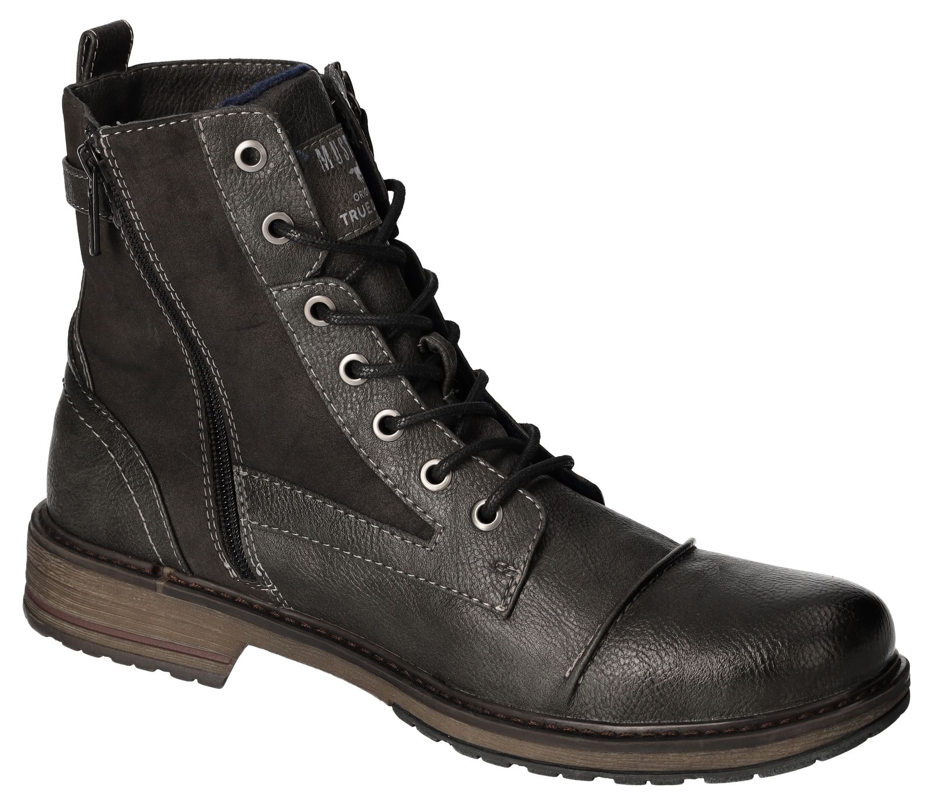 Mustang Shoes Schnürboots, Herbstschuh, Schnürstiefel mit praktischer Anziehlasche