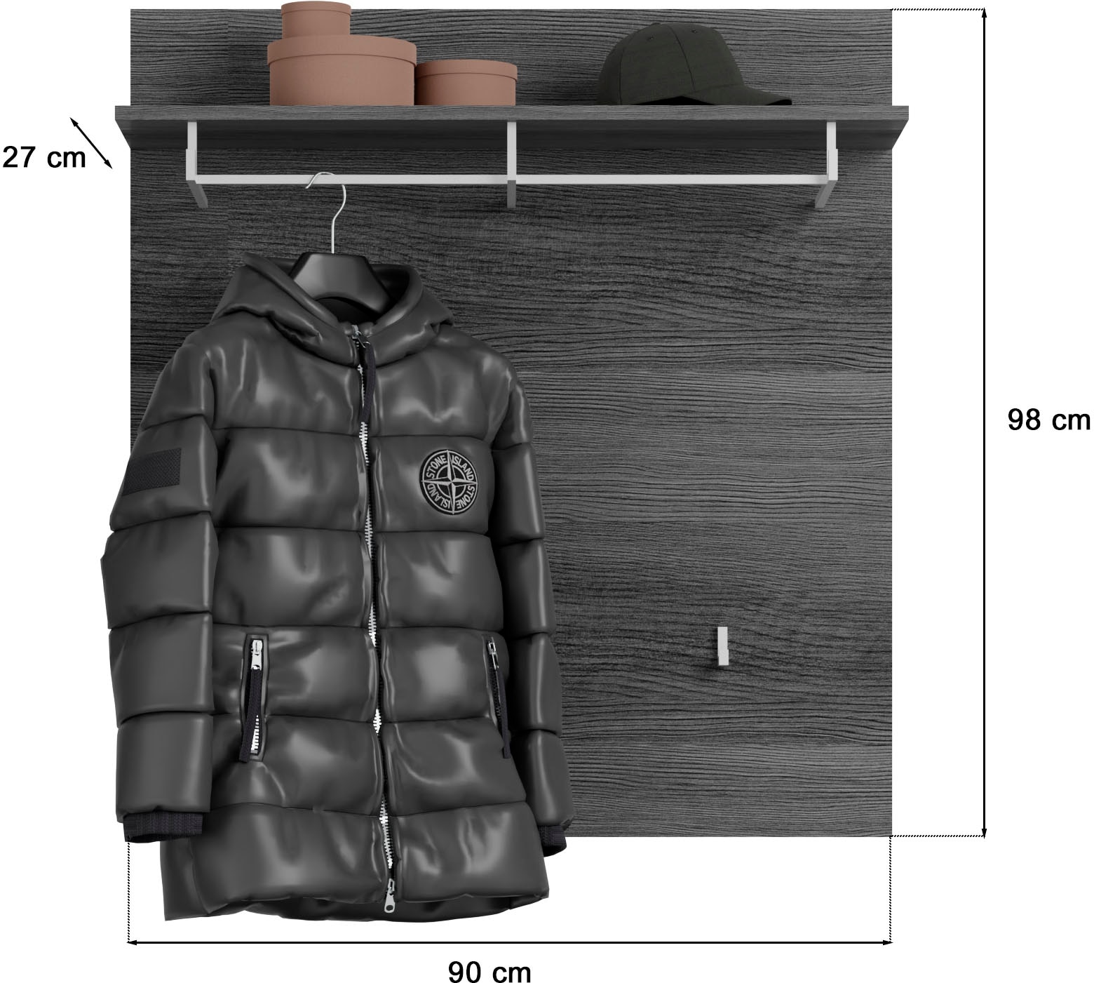 INOSIGN Garderoben-Set »Siena, Fronten mit hochwertiger Rillenfräsung, 4-teilig,bestehend aus:«, (4 St.), Sitzbank, Garderobenpaneel, Schuhschrank & Garderobenspiegel