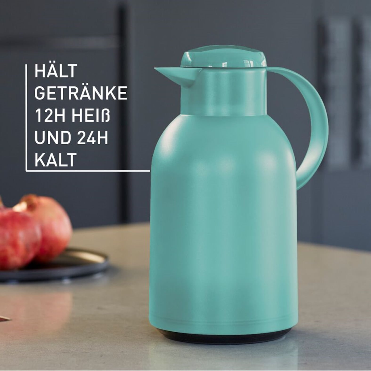 Emsa Isolierkanne »Samba« 1,5 l XXL-Modell, zeitloses Design, einfacher Knopfdruck, 24h kalt, 12h warm