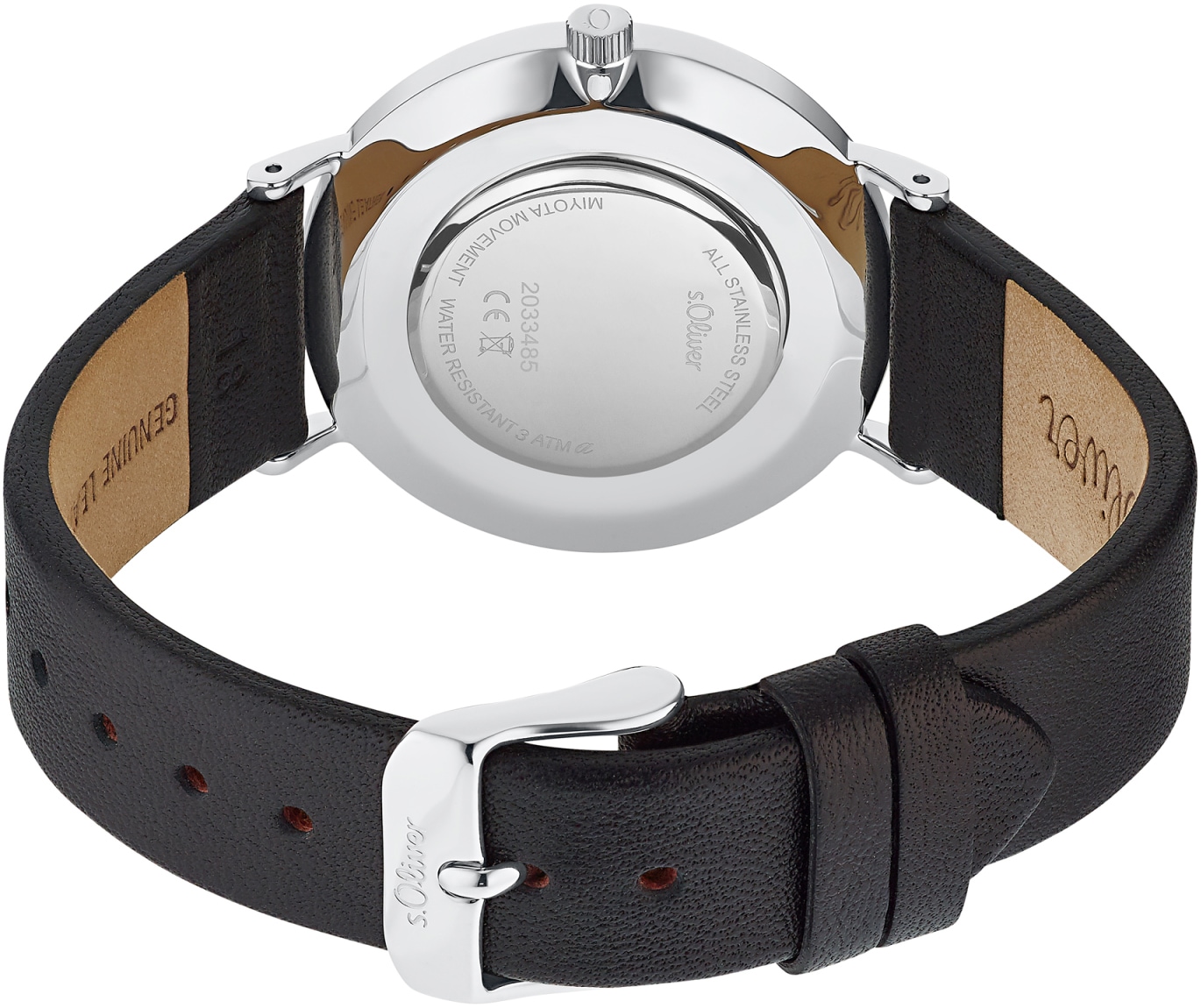 s.Oliver Quarzuhr, Armbanduhr, Damenuhr, analog, Lederarmband