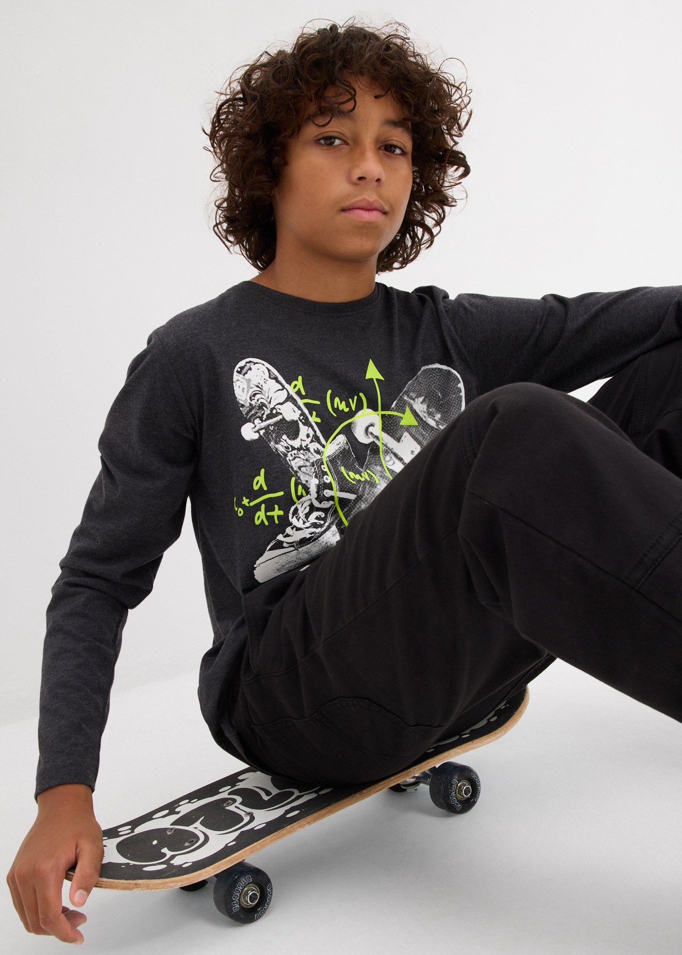 bonprix Langarmshirt Langarmshirt mit Baumwolle