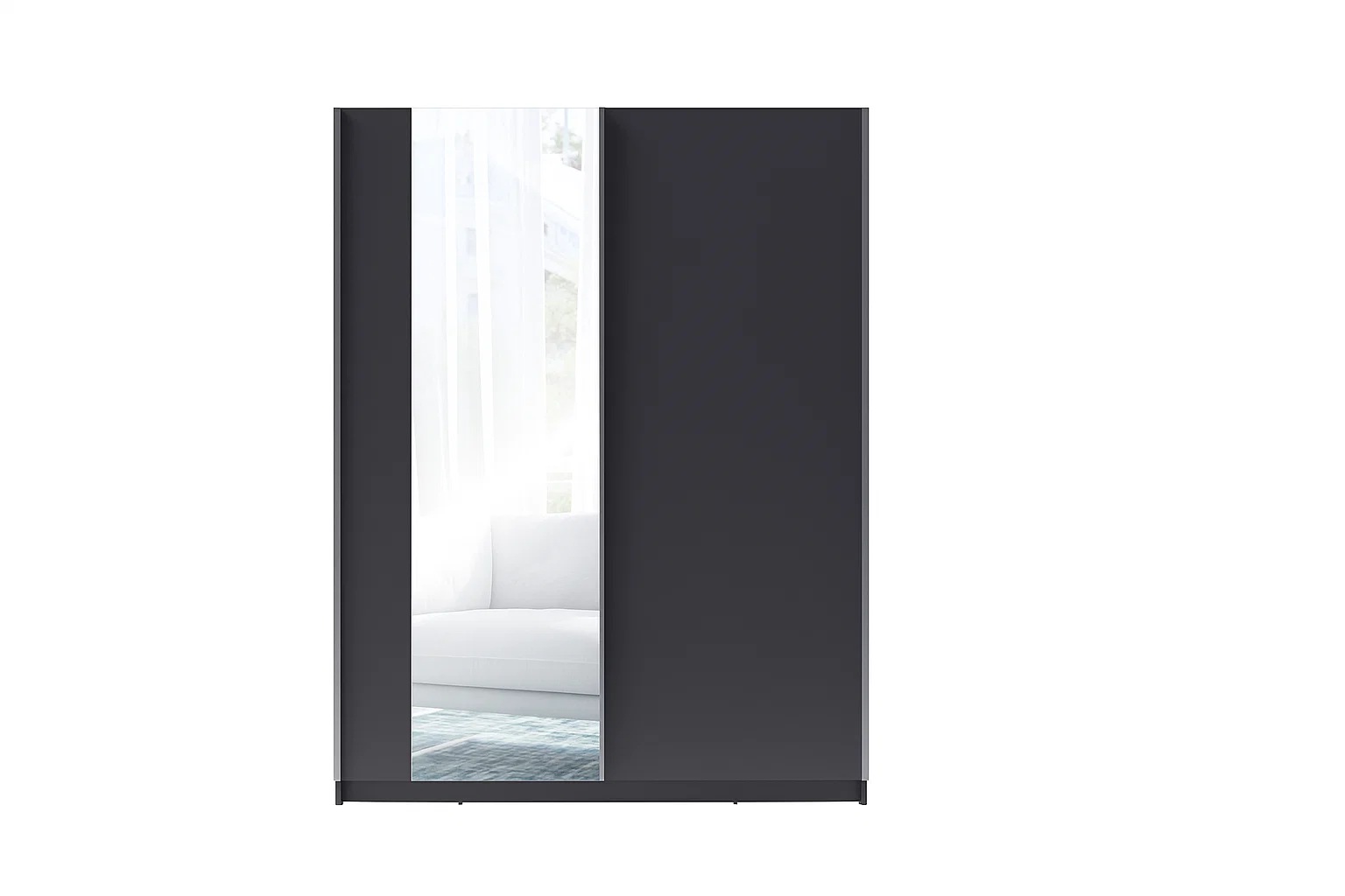 Home affaire Kleiderschrank »GRETCHEN Schiebetürenschrank mit 5 Fächer, Kleiderstange und Spiegel« Garderobe mit 2 Schwebetüren und Spiegel, Maße B/T/H: 150,6/2/198,5 cm