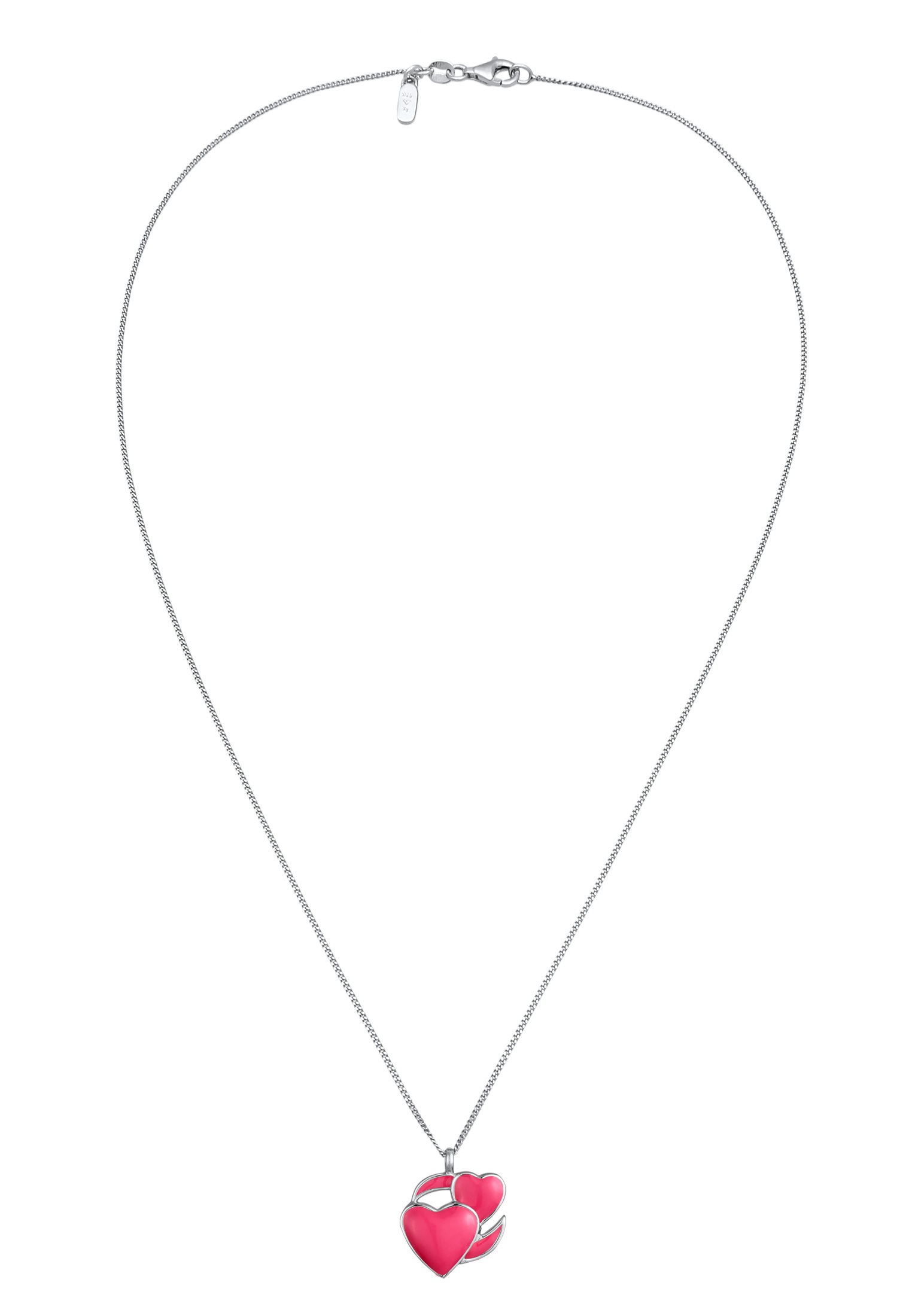 Elli Kette mit Anhänger »Halskette Emoji Herz Emaille Rosa 925 Sterling Silber«