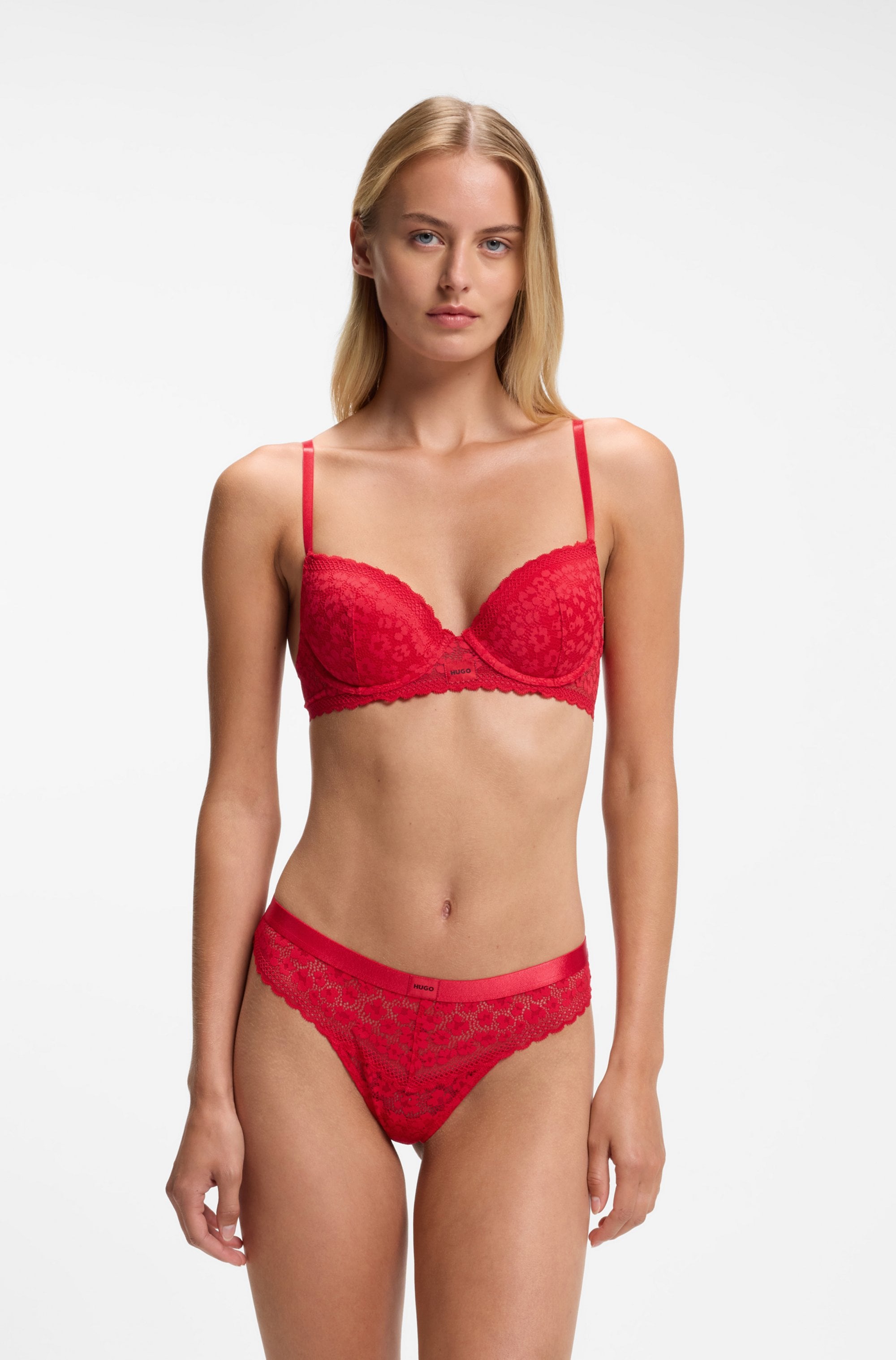 HUGO Underwear String »SAVANA« aus Spitze mit Leopardenmuster und Logo am Bund