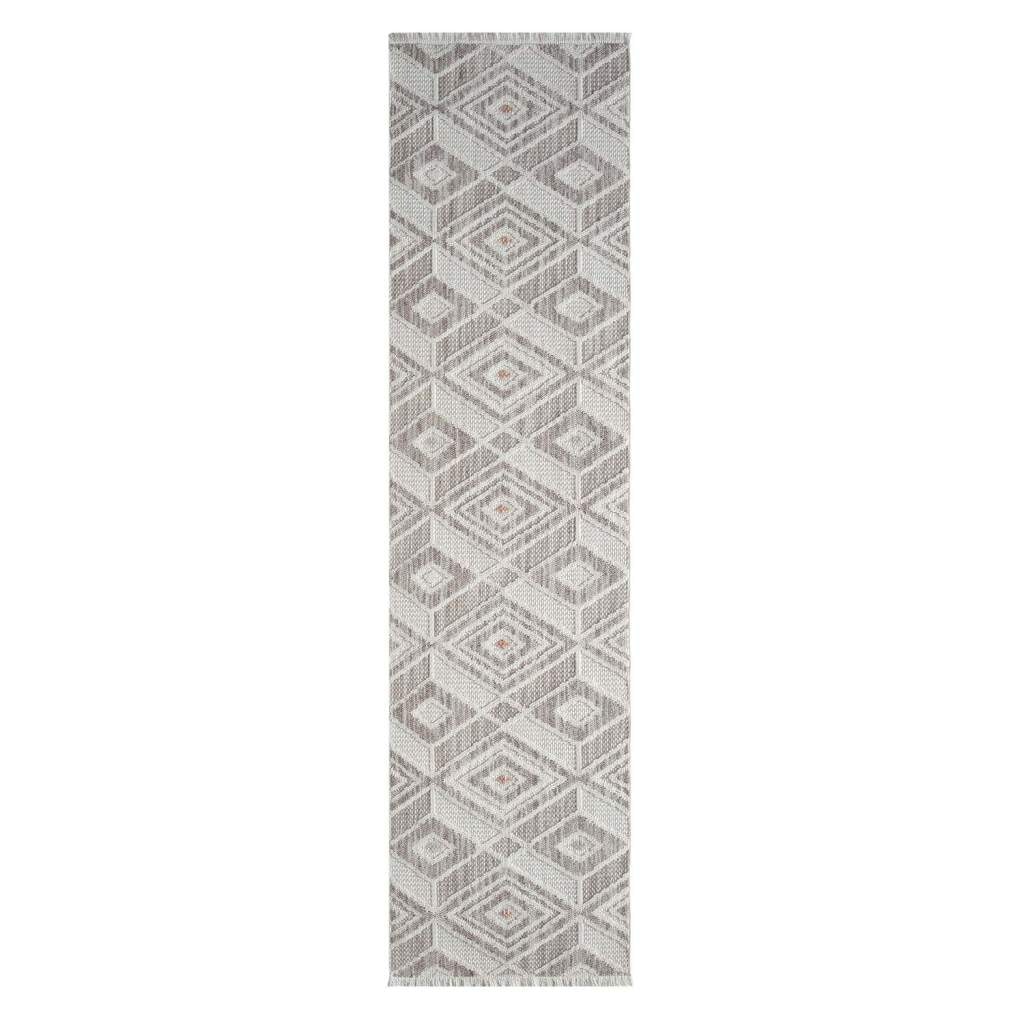 Carpet City Teppich »LINDO 8875«, rechteckig, 11 mm Höhe, Kurzflor, Hochtief-Muster/ 3D-Effekt, Fransen, Boho-Stil, Wohnzimmer