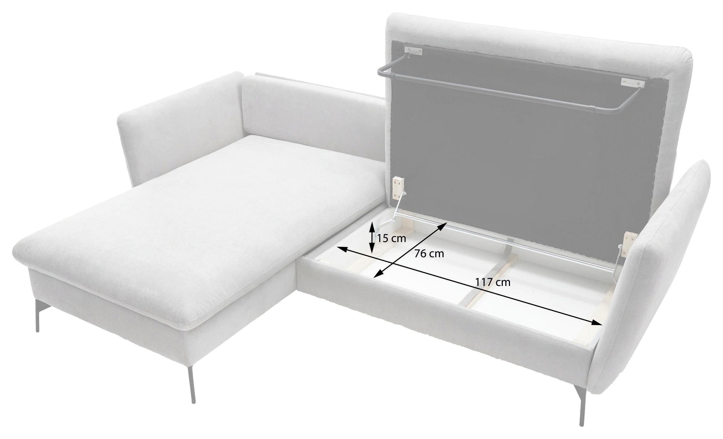 OTTO home Ecksofa »MERLE, 258 cm, L-Form, traumhafter Cord,« mit Bettfunktion und Bettkasten, Liegefläche 224 x 139