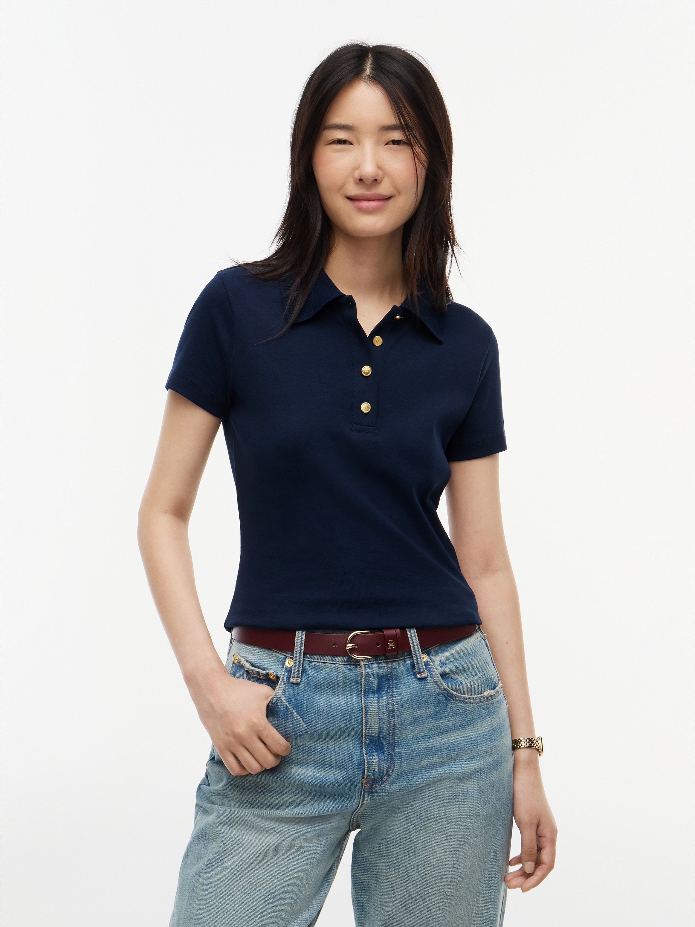 Tommy Hilfiger Poloshirt »GOLD BUTTON REG S/S POLO« Baumwolle