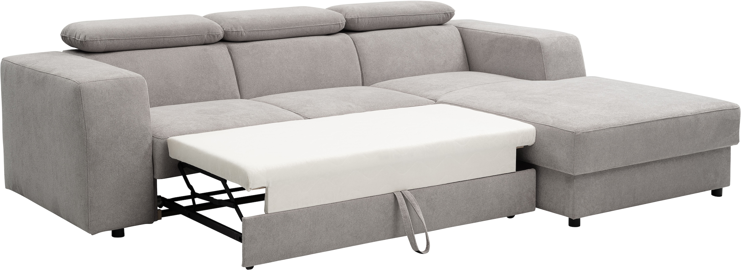 WERK2 Ecksofa »Cherry, modernes Sofa mit Komfortfunktionen, Breite 270cm, L-Form,«, bequem, mit verstellbaren Kopfteilen, Schlaffunktion und Bettkasten