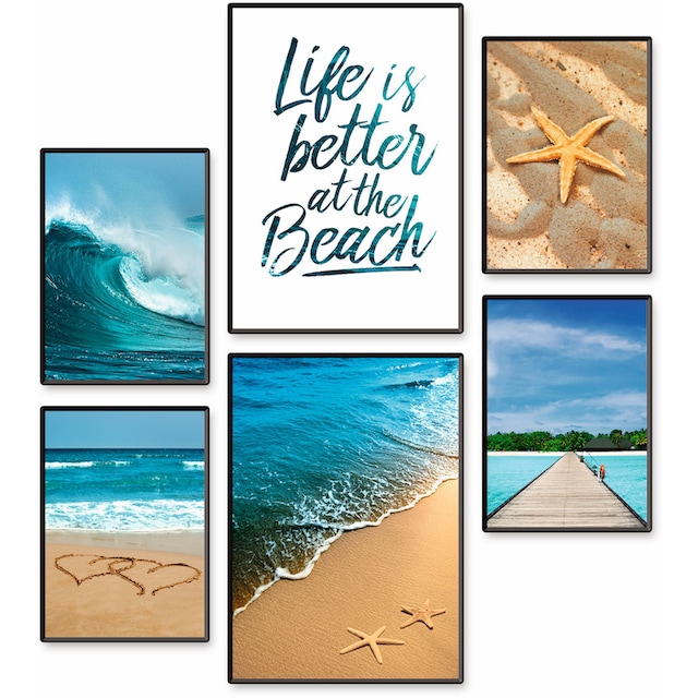 Artland Poster »Leben am Strand«, Meer Bilder, (Set, 6 St.), 6er Set, 2xDIN  A3 / 4xDIN A4, ohne Rahmen kaufen online bei OTTO
