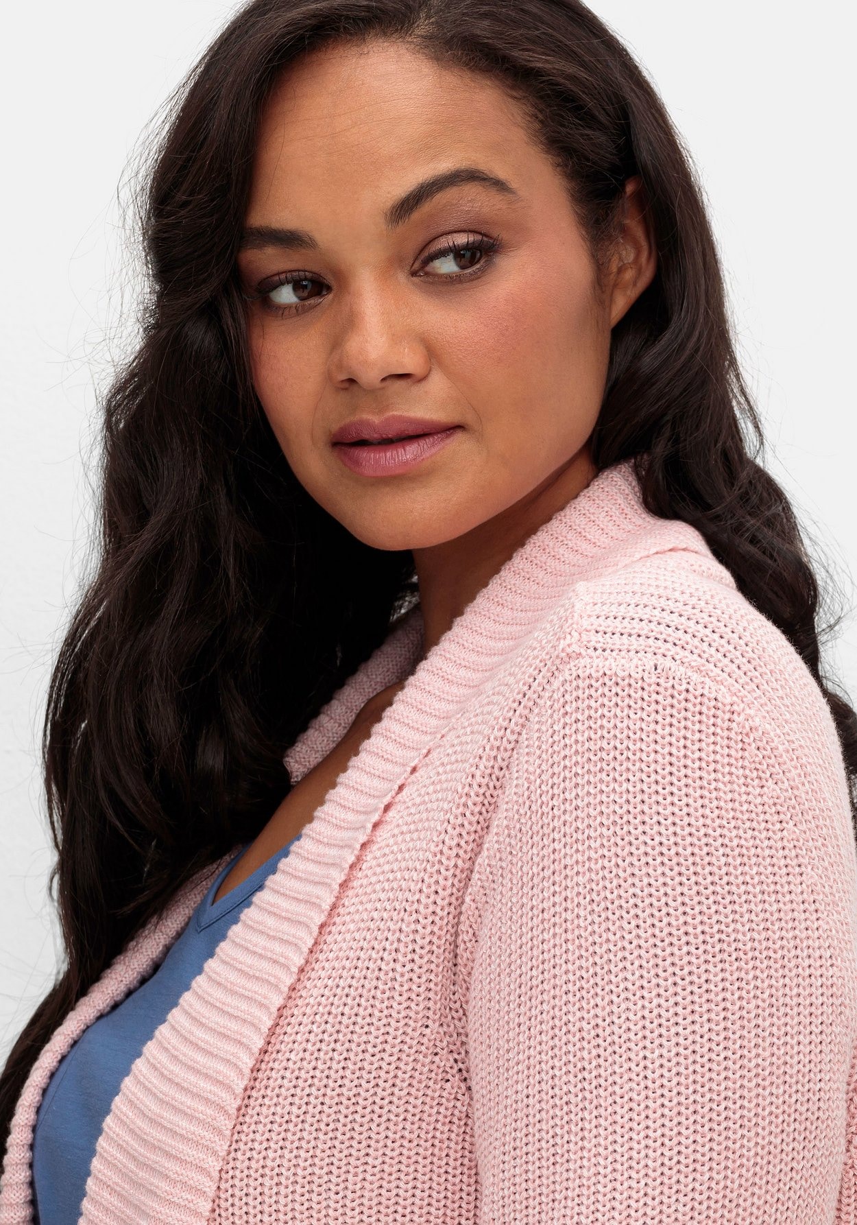 Sheego Strickjacke »Verschlusslose Strickjacke mit Schalkragen«