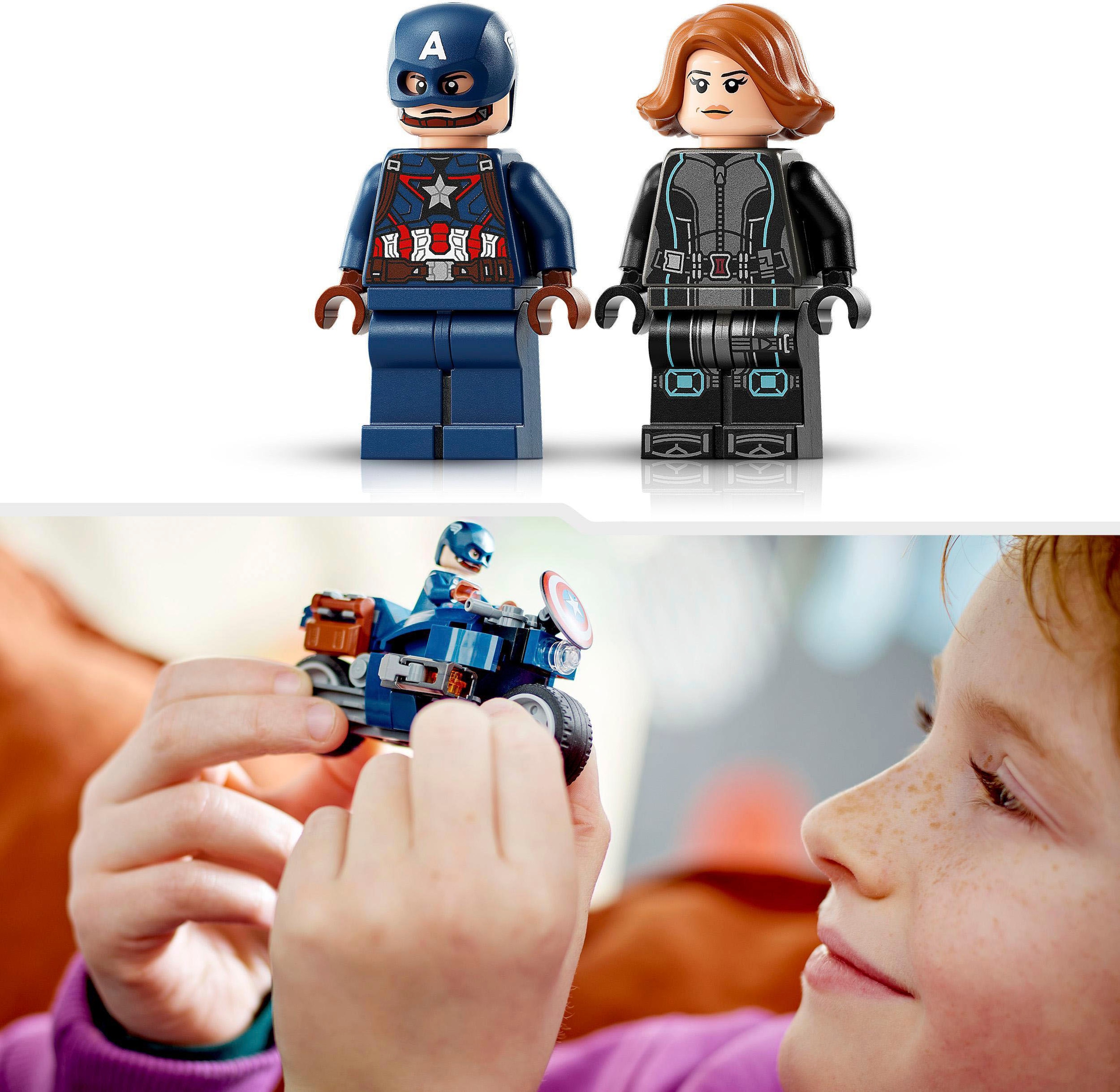 LEGO® Konstruktionsspielsteine »Black Widows & Captain Americas Motorräder (76260), LEGO® Marvel«, (130 St.), Made in Europe