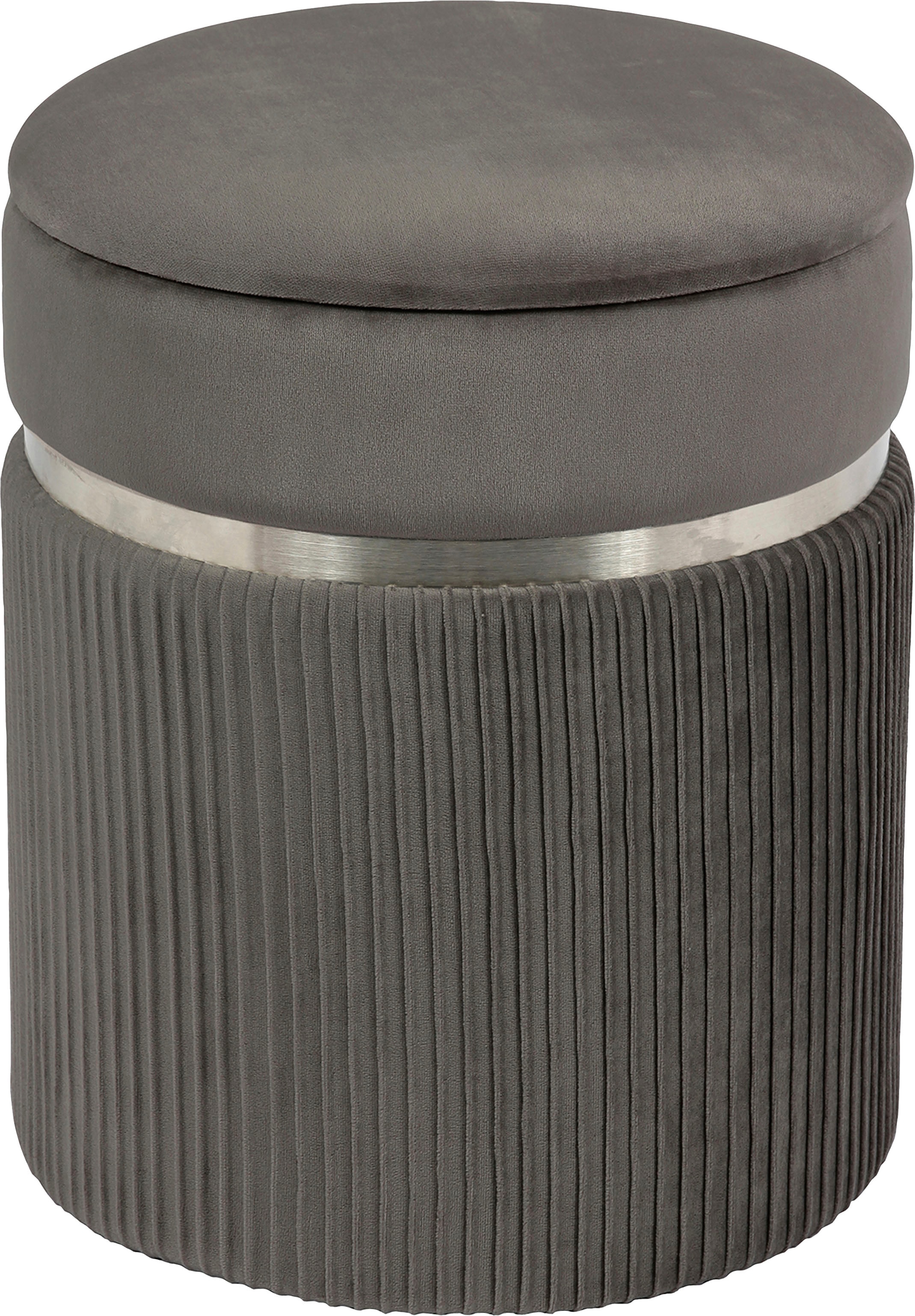 Kayoom Polstergarnitur »Hocker Zora 325 2er-Set, samtweicher Stoffbezug,runde elegante Form« Set, Hocker 1: B 36 /H 44/ T36 cm
Hocker 2: B 31,5 /H 38/ T31,5 cm, 2 Stk. tlg. edles Design mit Metallring, gepolstert, mit Stauraum