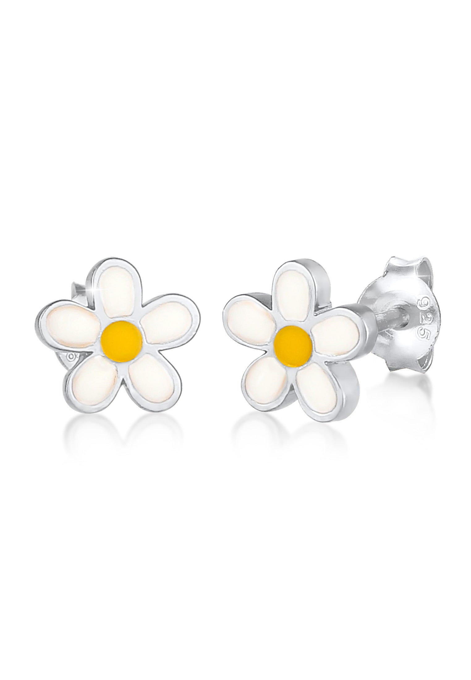 Paar Creolen »Ohrringe Kinder Blume Flower Emaille 925 Silber«