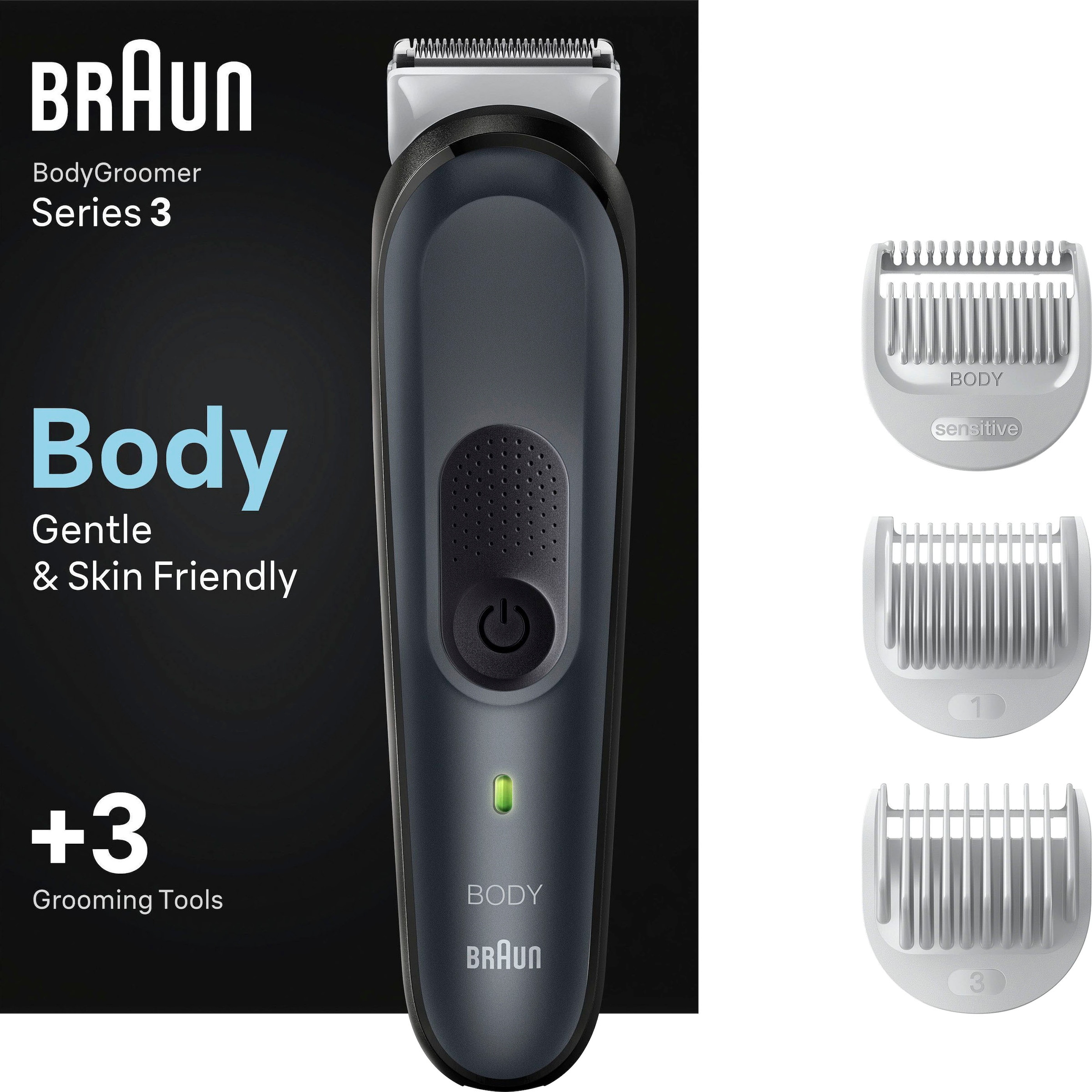 OTTO Haarschneider SkinShield-Technologie, 3 kaufen Abwaschbar »Bodygroomer bei Braun Aufsätze, BG3340«,