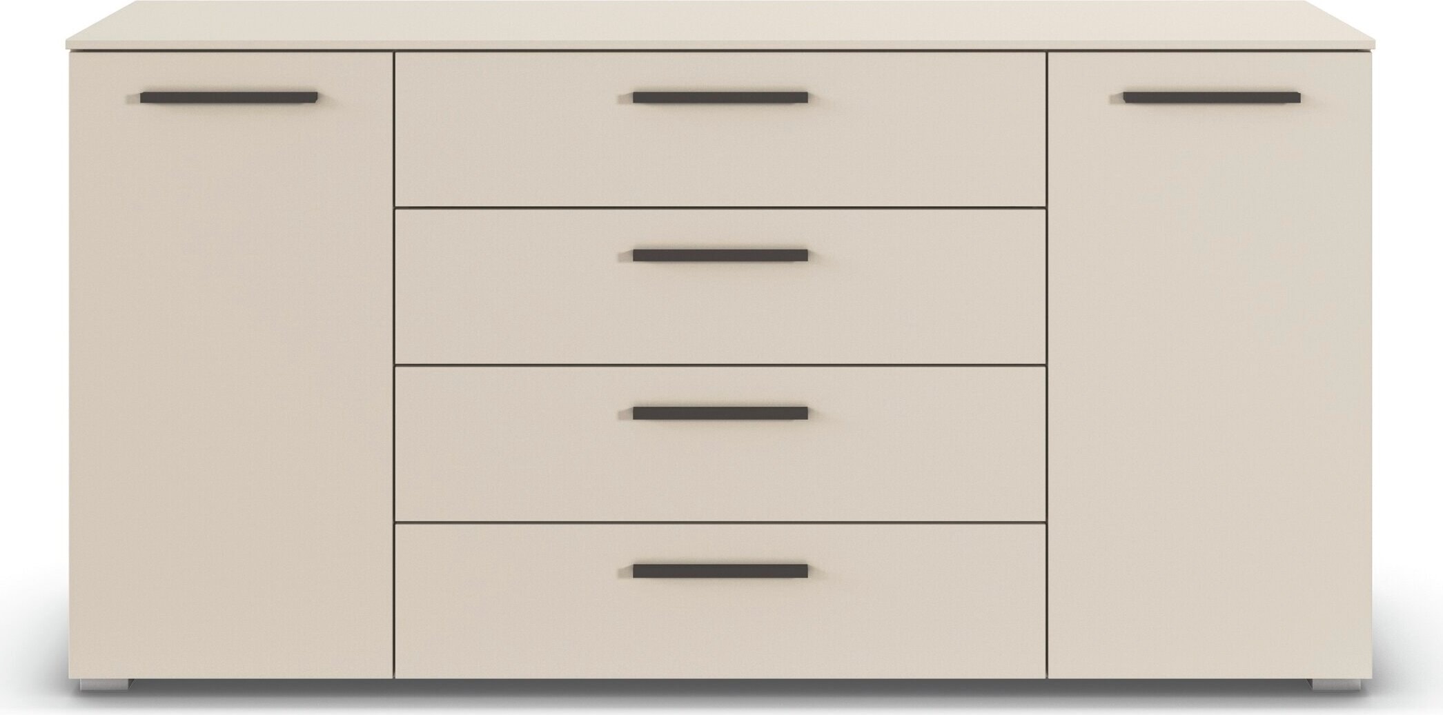 rauch Kombikommode »Sideboard Schubkommode Kommode MONTCLAR Front Dekor/Hochglanz/Glas« Breite 160 / Höhe 81 cm, 2 Einlegeböden, inkl. Soft-Close-Funktion,  2-türig, 4 geräumige Schubladen, viele Griffvarianten MADE IN GERMANY