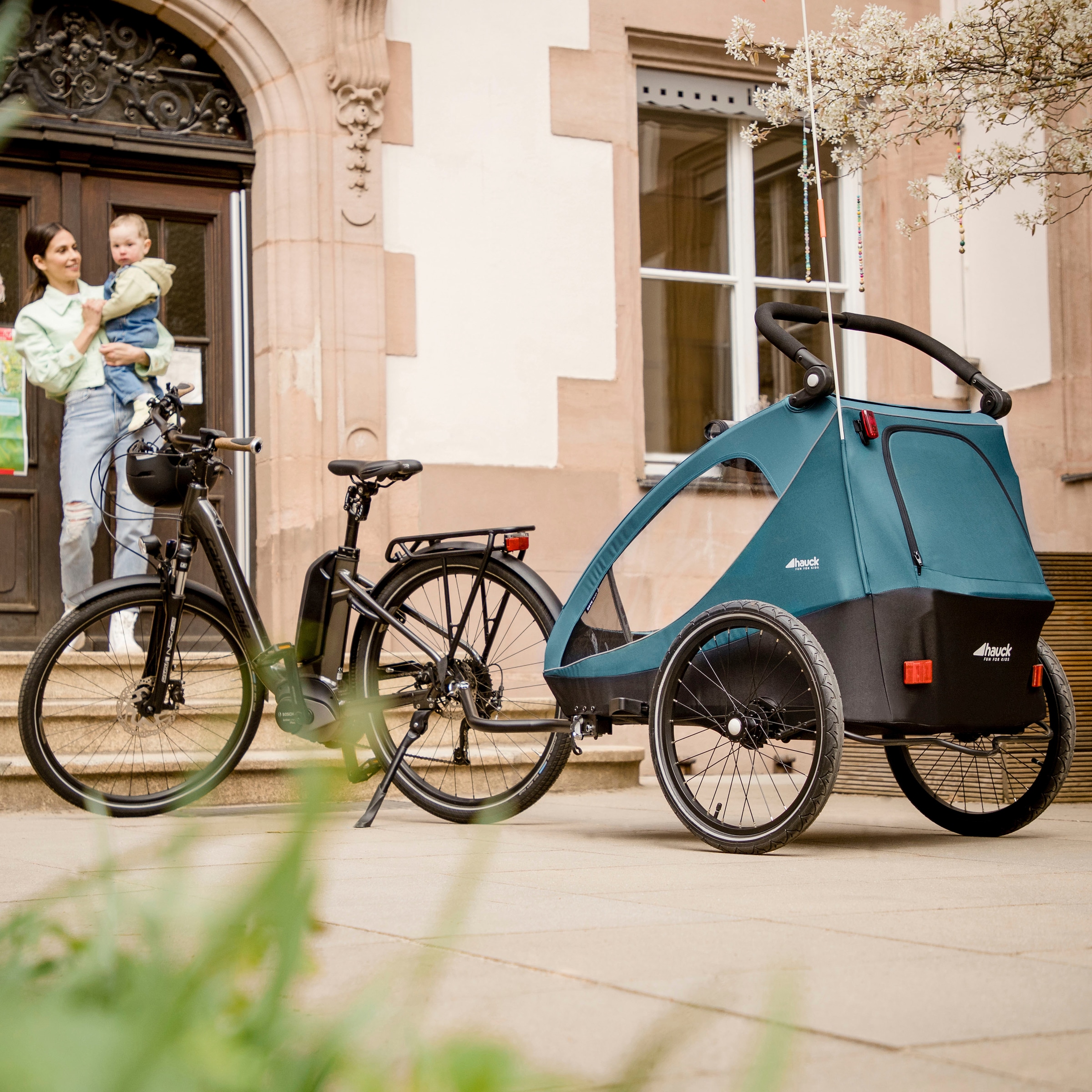 Hauck Fahrradkinderanhänger »2in1 Bike Trailer und Buggy Dryk Duo, petrol«, für 2 Kinder; inklusive Deichsel