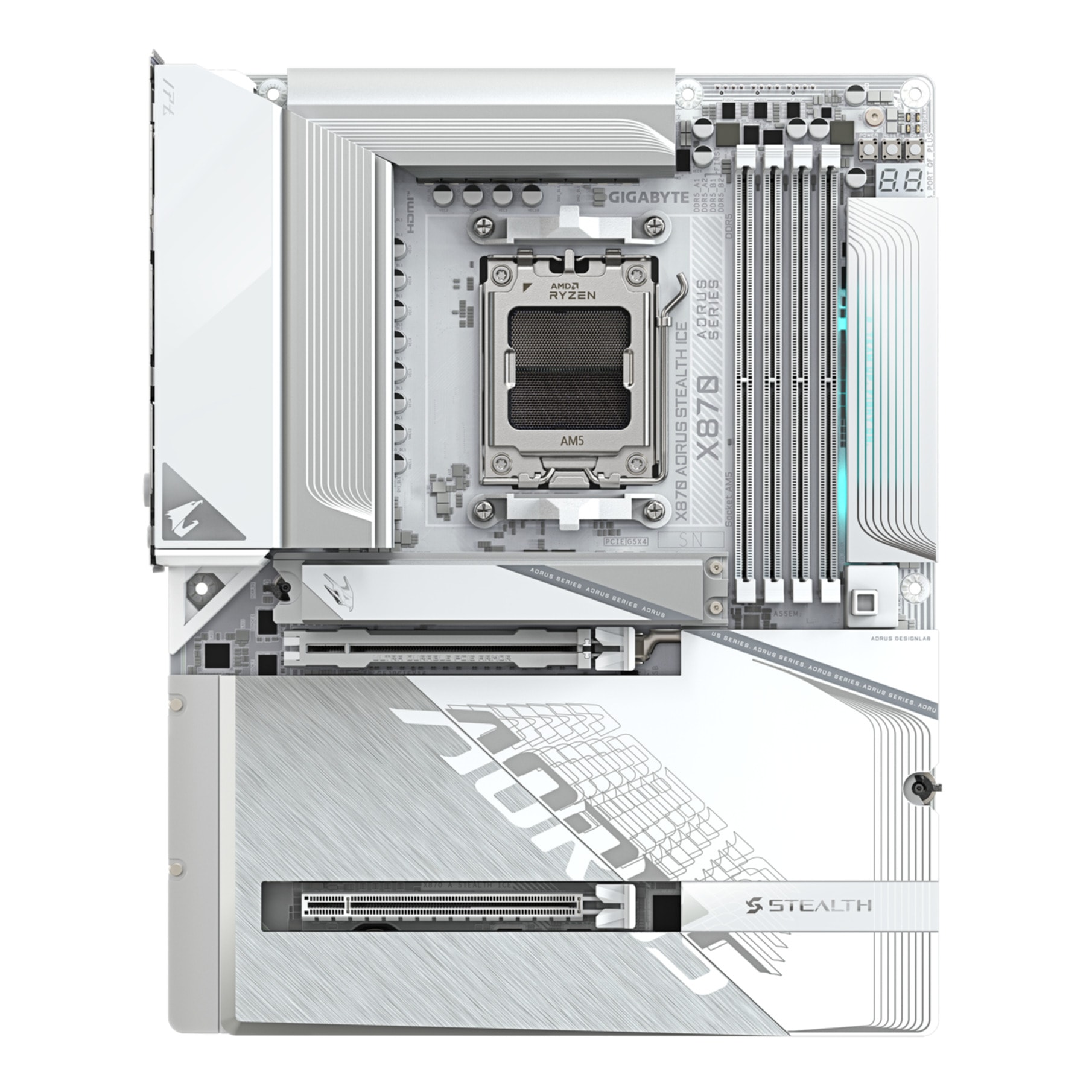 Gigabyte Mainboard »X870 AORUS STEALTH ICE Mainboard – Unterstützt AMD Ryzen 9000 CPUs, di«