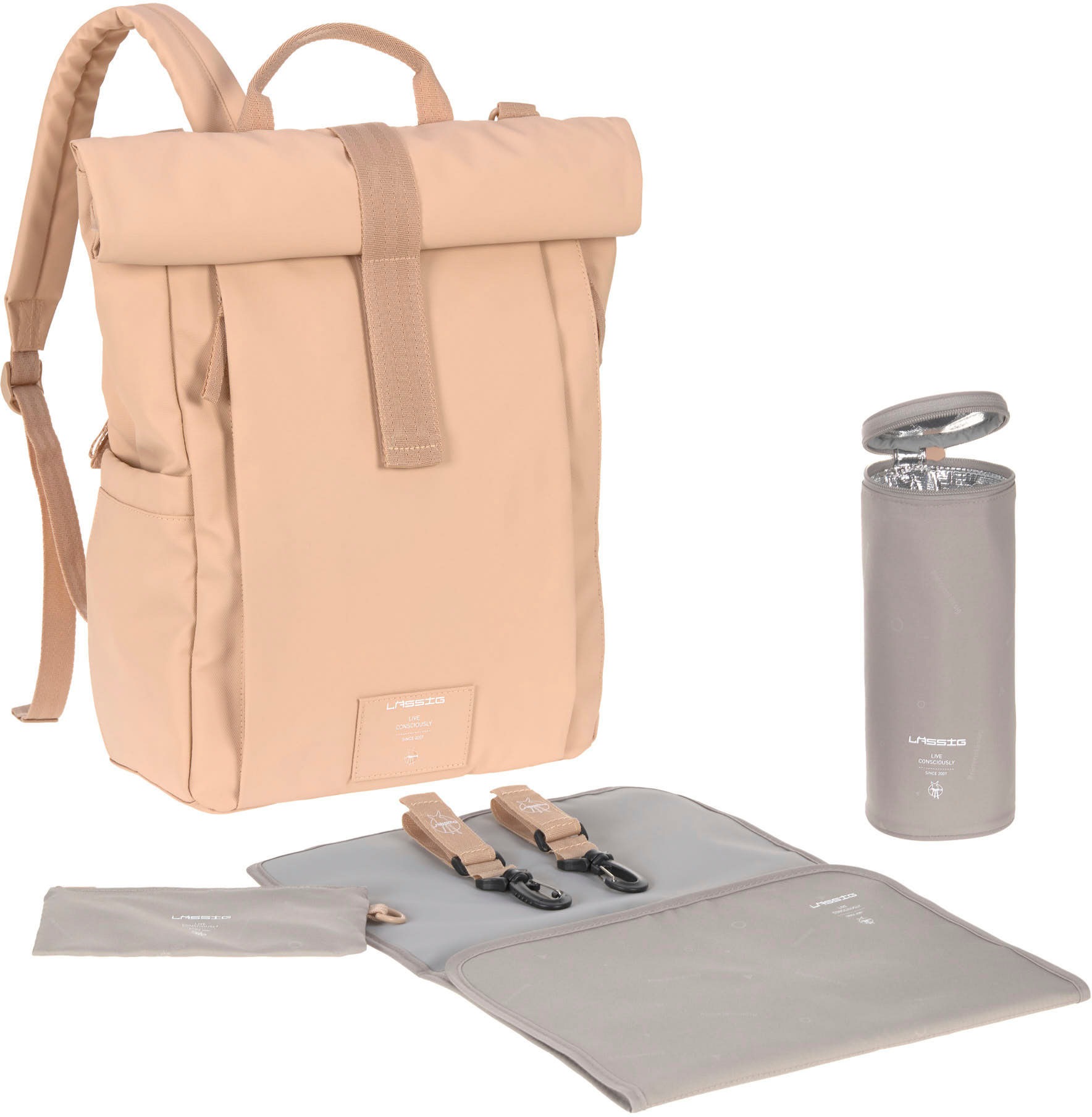 LÄSSIG Wickelrucksack »Green Label, Rolltop Up, peach rose«, vegan; zum Teil aus recyceltem Material