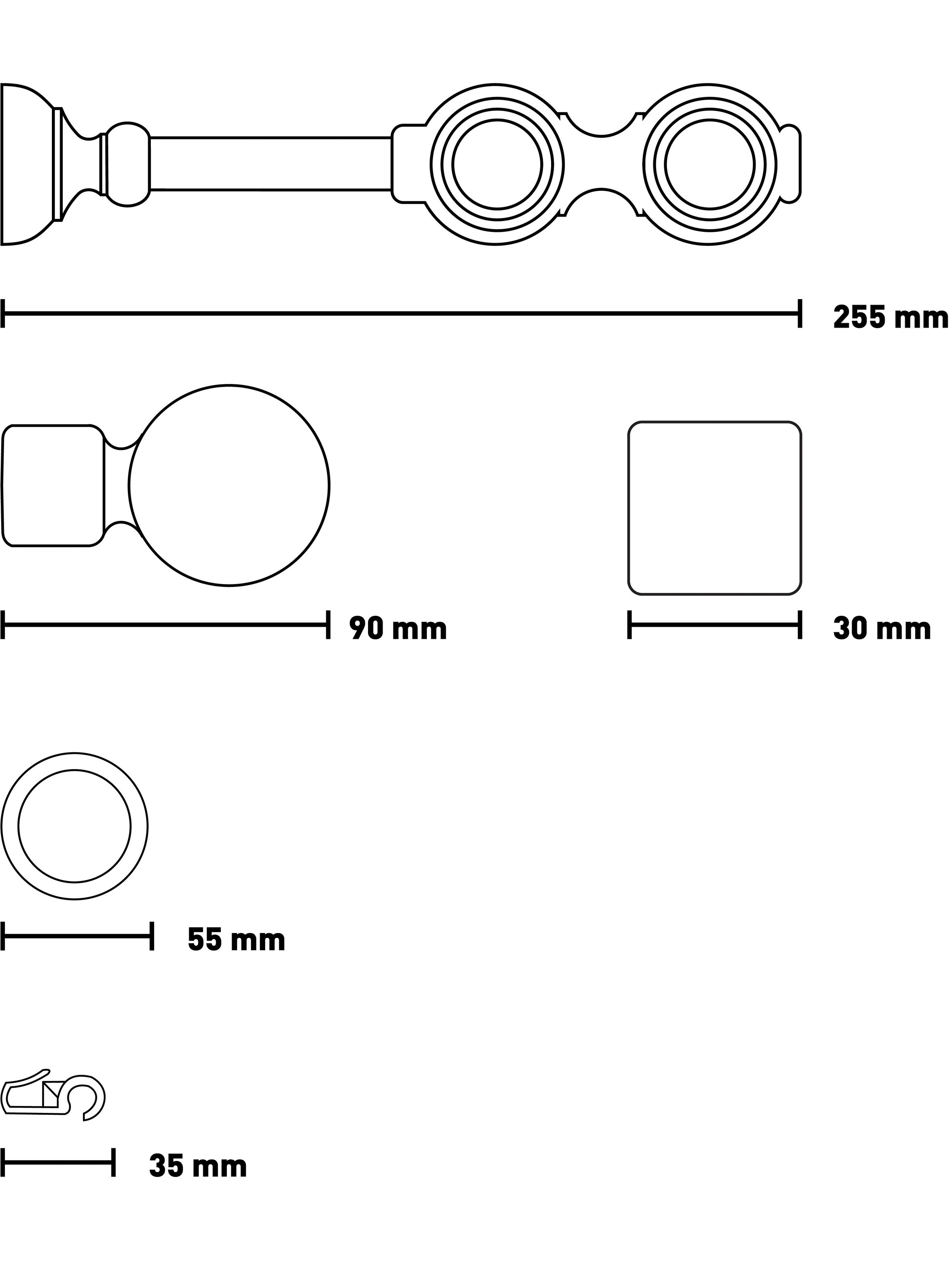 SN DECO GROUP Gardinenstange »Giro« 2 läufig-läufig Fixmaß 28 mm, Holz, verschiedene Längen und Farben, Komplettset