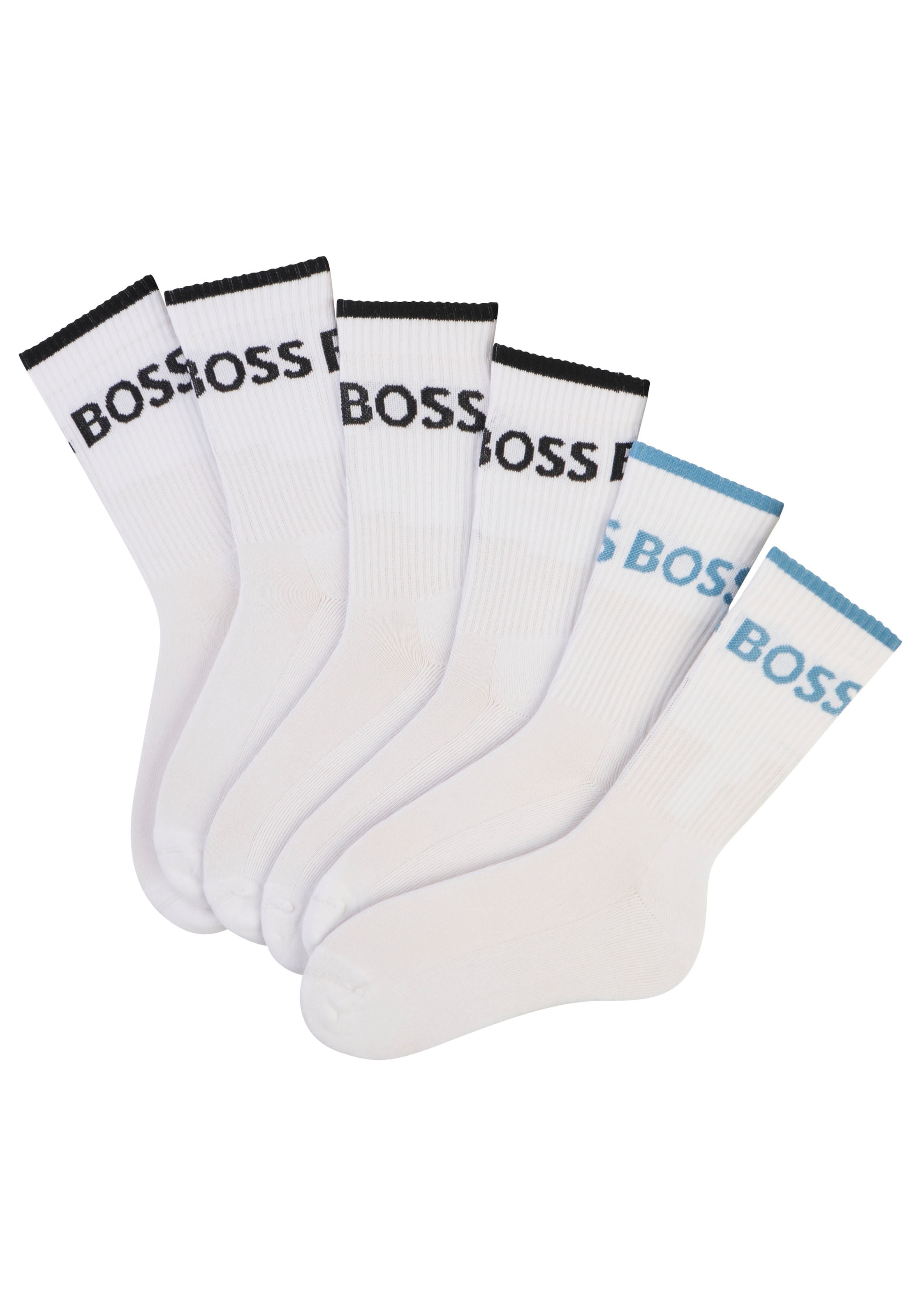 BOSS Businesssocken »6P QS Stripe CC« Packung, 6er, 6 Paar tlg. mit BOSS Schriftzug